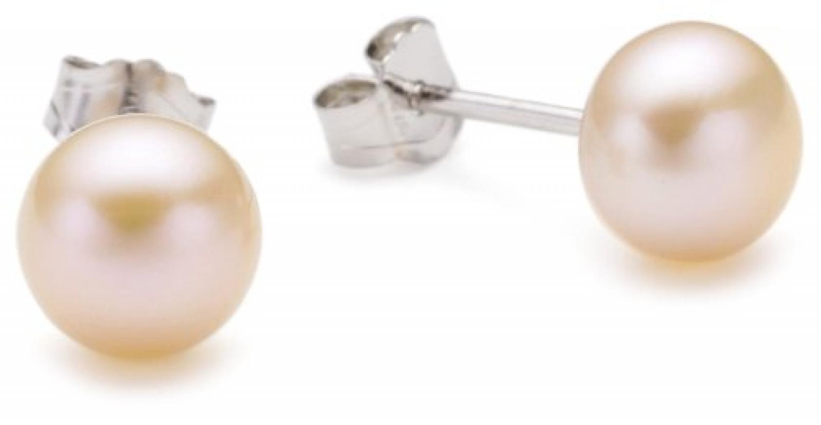 Valero Pearls Classic Collection Damen-Ohrstecker Hochwertige S&uuml;&szlig;wasser-Zuchtperlen in ca.  7 mm Button apric&oacute;t 925 Sterling Silber       178820 