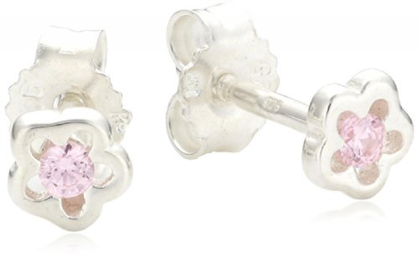 ZEEme Kinder-Ohrstecker 925 Sterling Silber Blume Kristall pink 371220286-2 