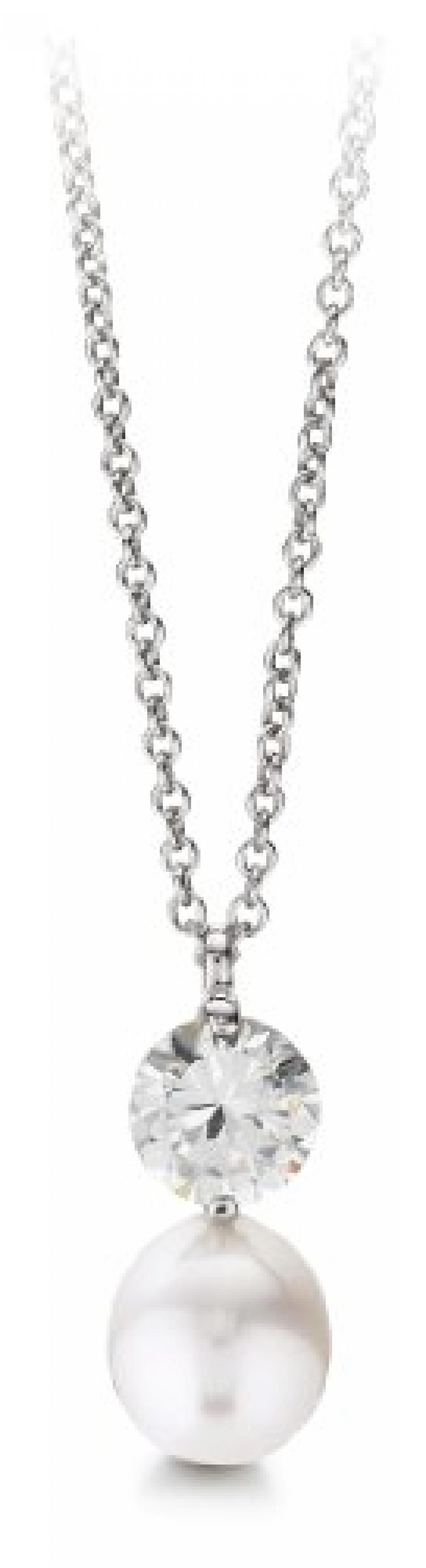 Adriana Damen-Anhänger Romantica mit Kette Süßwasser Zuchtperle 925 Sterling-Silber 42cm R18 