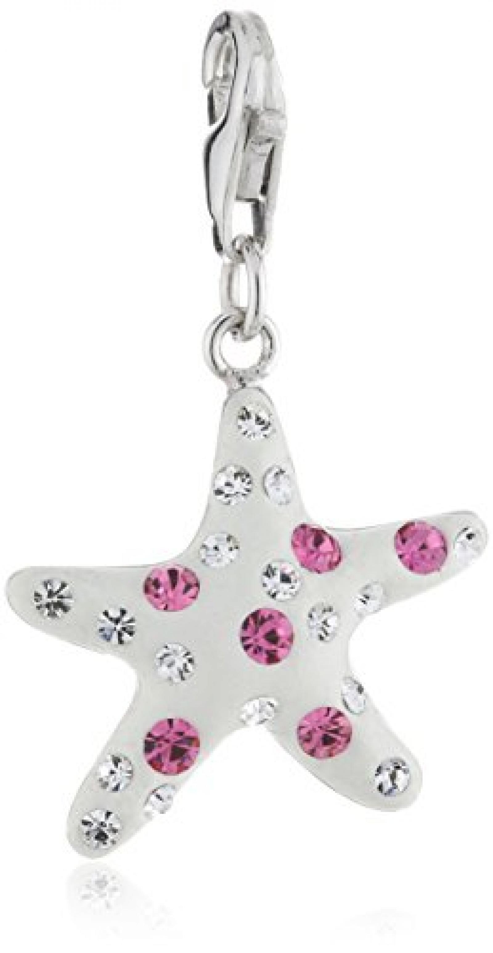 Zeeme Damen-Anh&auml;nger 925/- Sterling Silber Stern Kristall Rosa/Wei&szlig; 280240056 