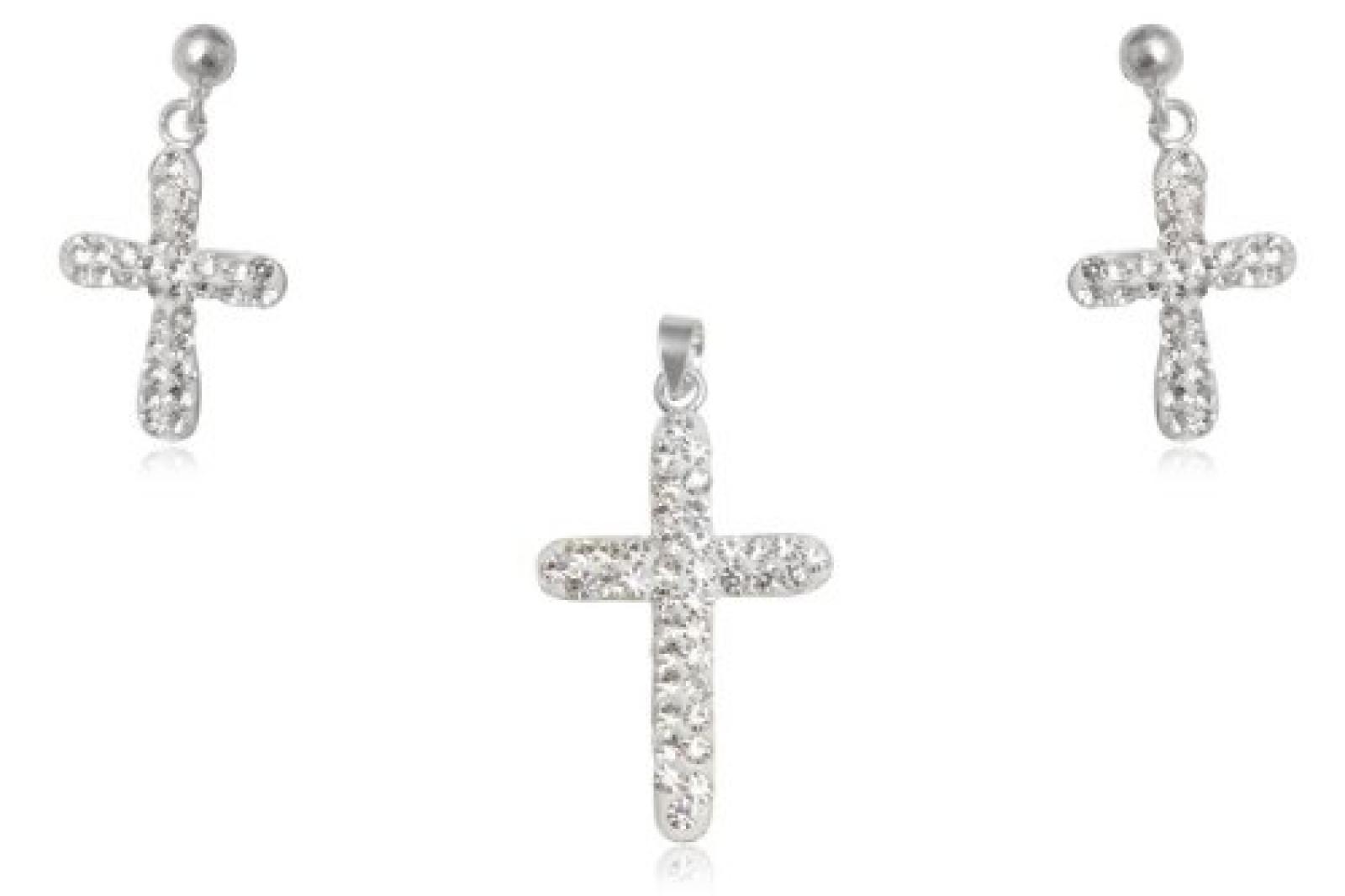 EYS Damen-Schmuckset Kreuze 925 Sterling Silber Kristalle weiß im Etui - UVP 35.90 € EYS Damen-Schmuckset Kreuze 925 Sterling Silber Kristalle weiß im Etui - UVP 35.90 €