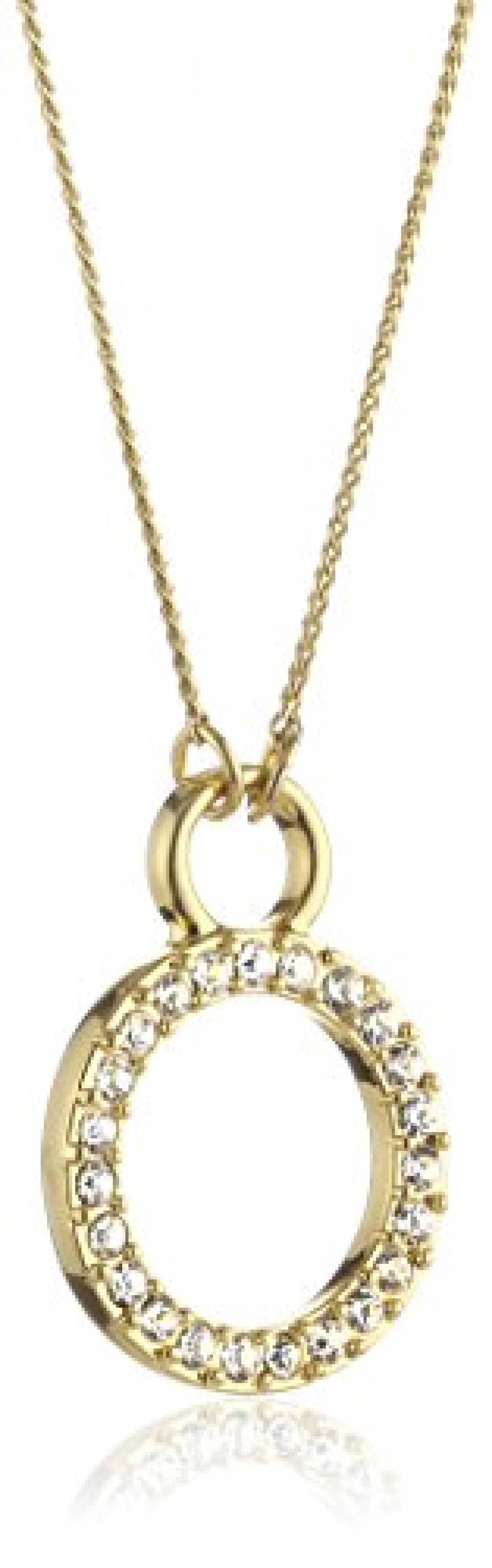 Pilgrim Jewelry Damen-Halskette mit Anhänger aus der Serie Classic vergoldet weiß 2 in 1; 45 + 90 cm cm 611312011 