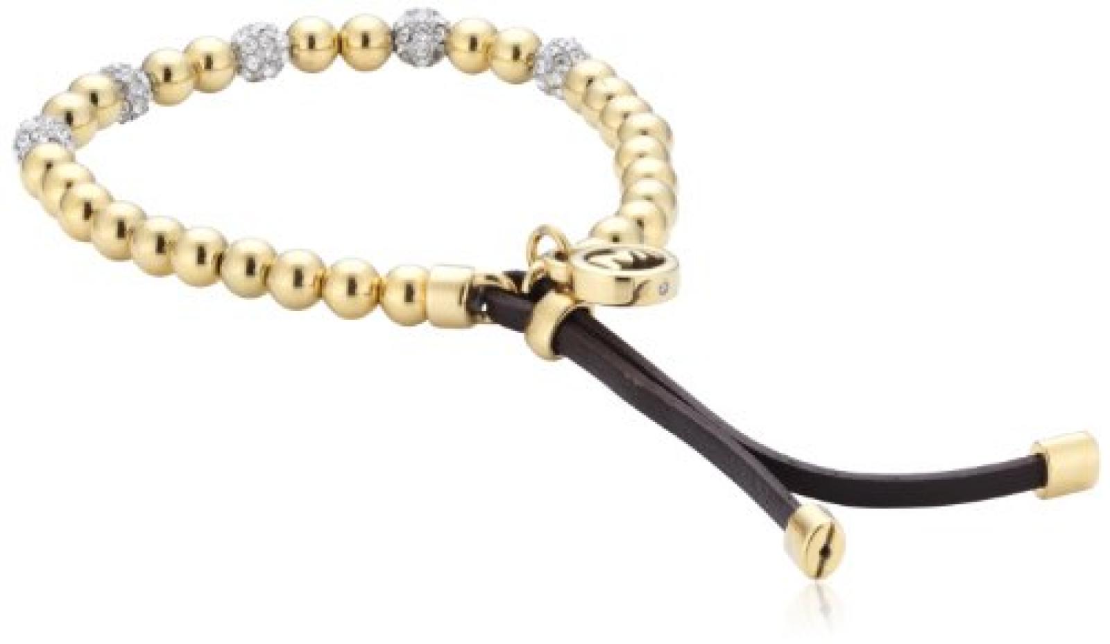 Michael Kors Damen Armband Leder Messing IP-Gold braun weiß MKJ1971710 Michael Kors Damen Armband Leder Messing IP-Gold braun weiß MKJ1971710