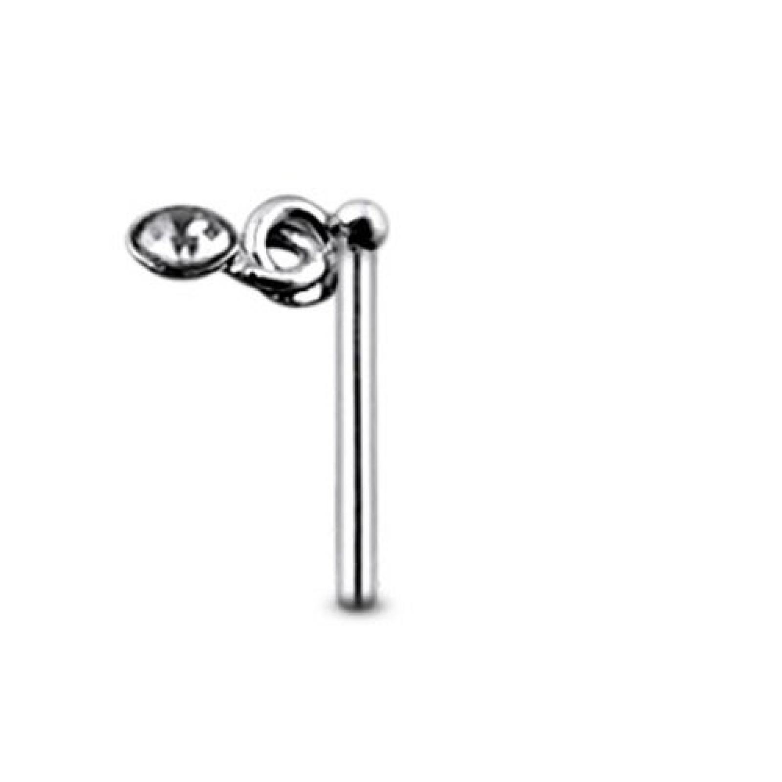 Thuppaki Jeweled handgefertigte filigrane Sterlingsilber gerade Nase pin Thuppaki Jeweled handgefertigte filigrane Sterlingsilber gerade Nase pin