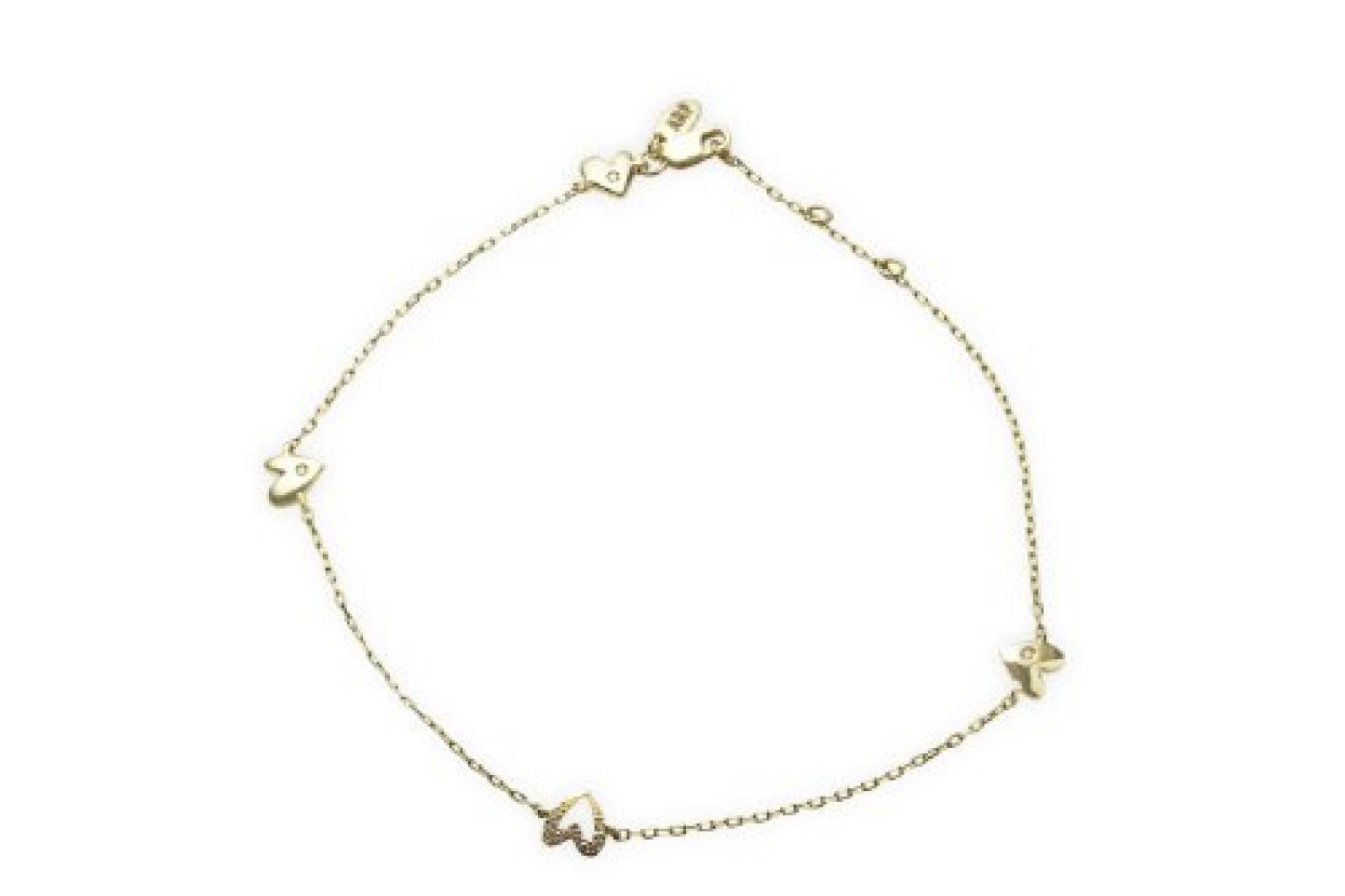 Miore Damen-Fu&szlig;kette 18 Karat (750) Gelbgold Herzen und Brillanten 24cm AG0144 