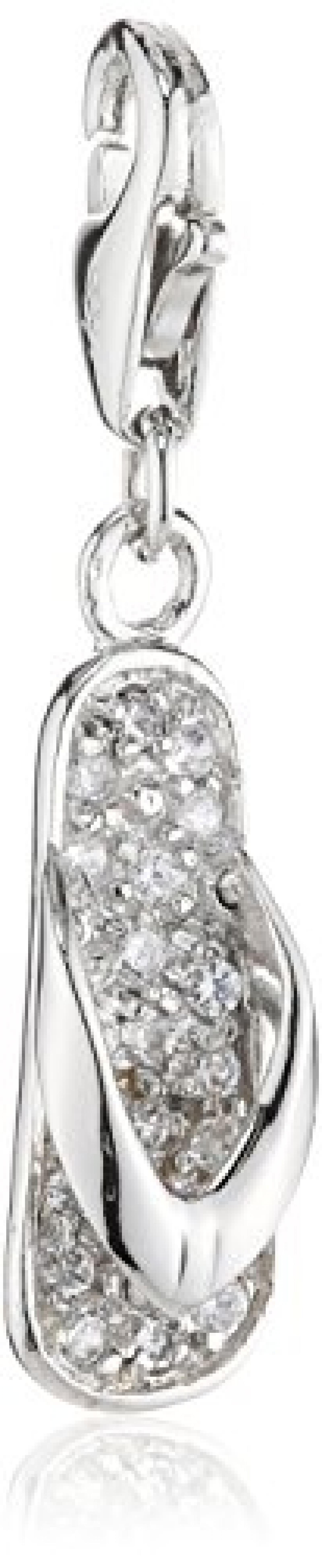 Zeeme Damen-Anh&auml;nger 925/- Sterling Silber Mit 21 Wei&szlig;en Zirkonia Flip-Flop 358240154 