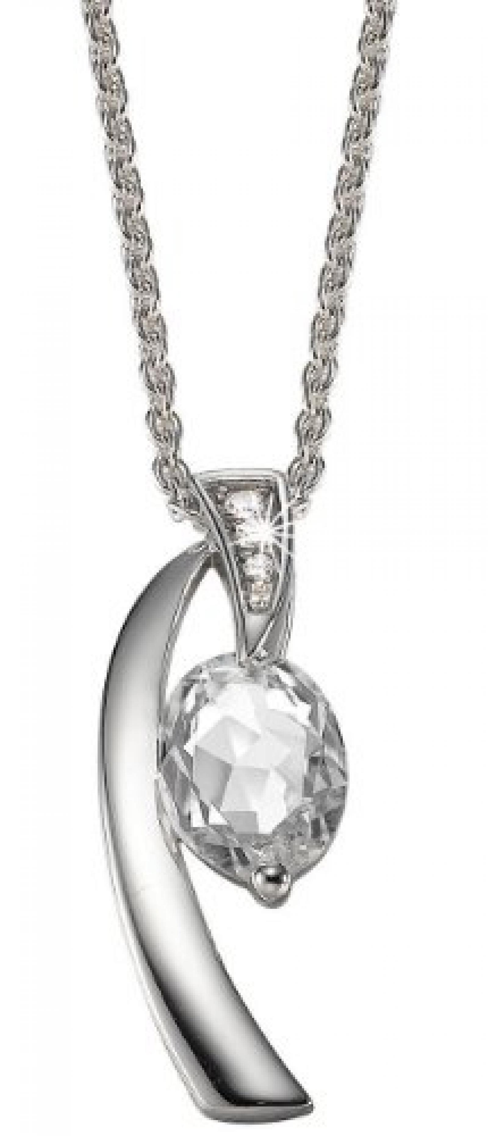 Pierre Cardin Damen Halskette 925 Sterling Silber rhodiniert Kristall Zirkonia Etoile filante 42 cm wei&szlig; PCNL90380A420 