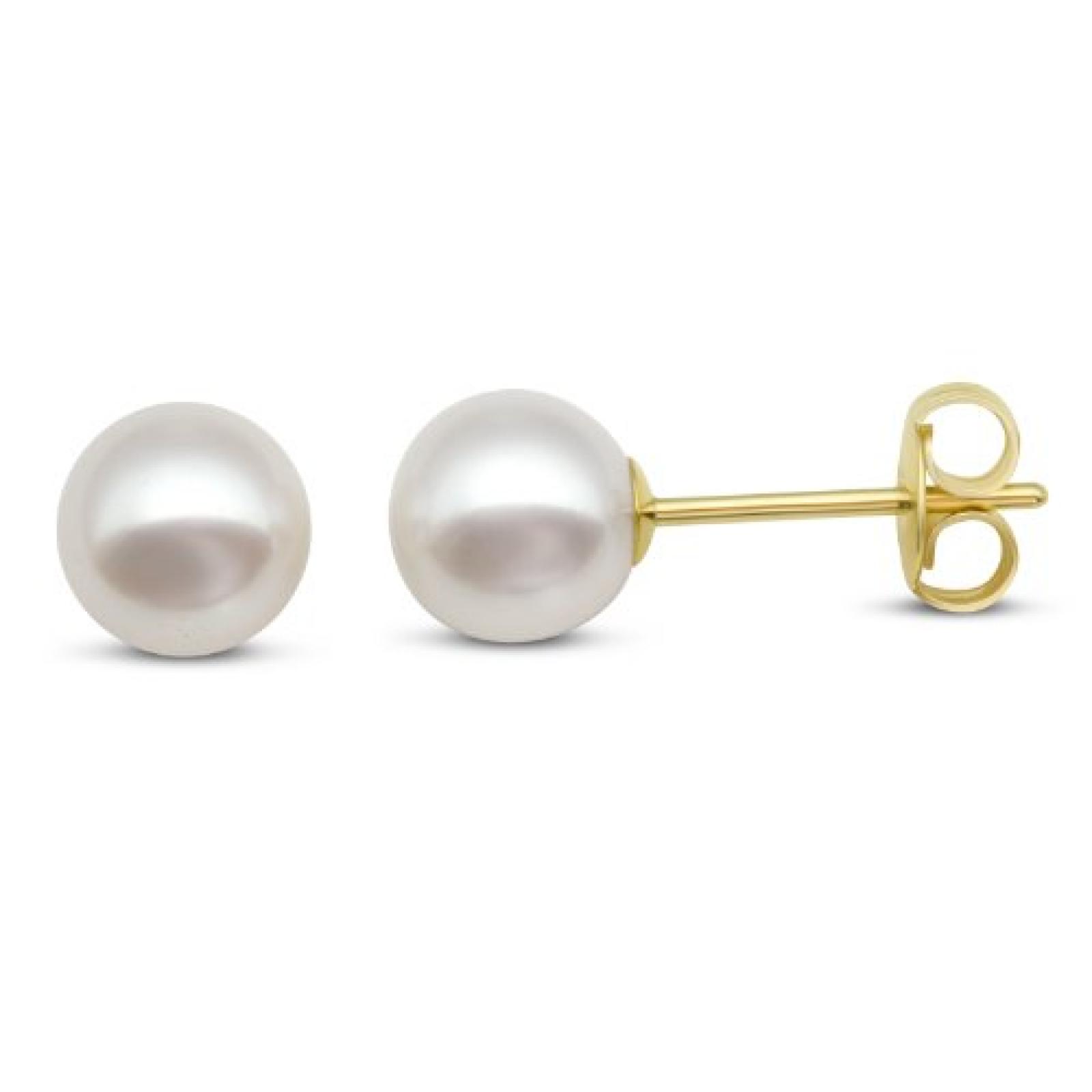 Miore Ohrstecker 9 Karat Gelbgold SW-Zuchtperlen wei&szlig; 7mm MG9062E 