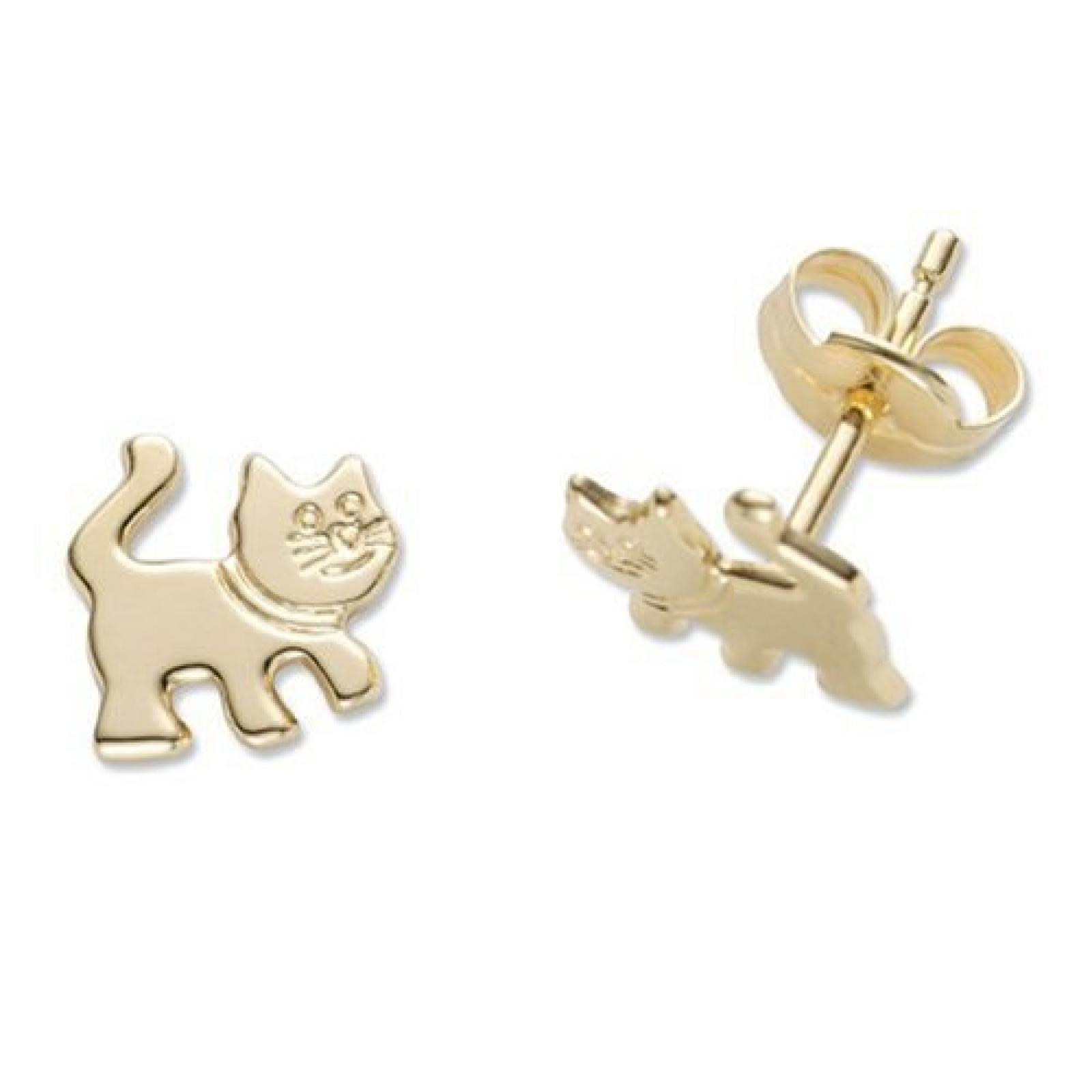 Miore Kinder-Ohrstecker K&auml;tzchen 750 Gelbgold MK004E 
