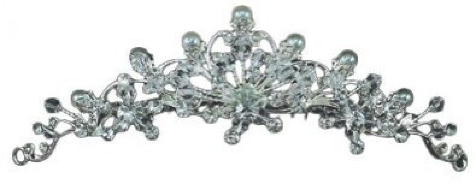 Silber Braut Vintage Jahrgang Perle Kristall Strass Blumen Hochzeit Abschlussball Tiara Diadem Haarkamm (12cm x 3.5cm) mit PreciousBags Schutz-Staubbeutel 