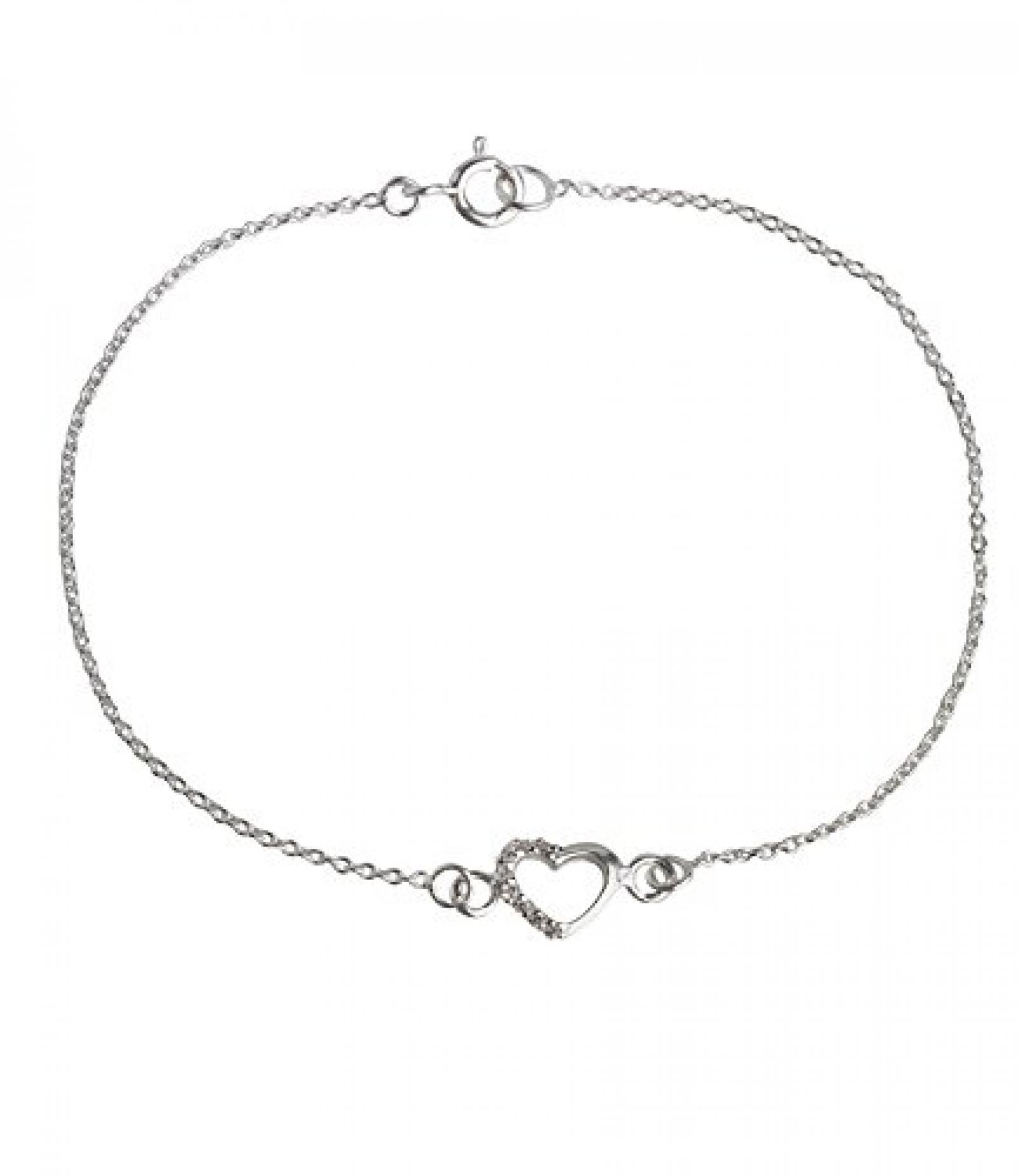 SIX filigranes Armband aus 925er Silber mit kleinem Herz und Strass (186-116) SIX filigranes Armband aus 925er Silber mit kleinem Herz und Strass (186-116)