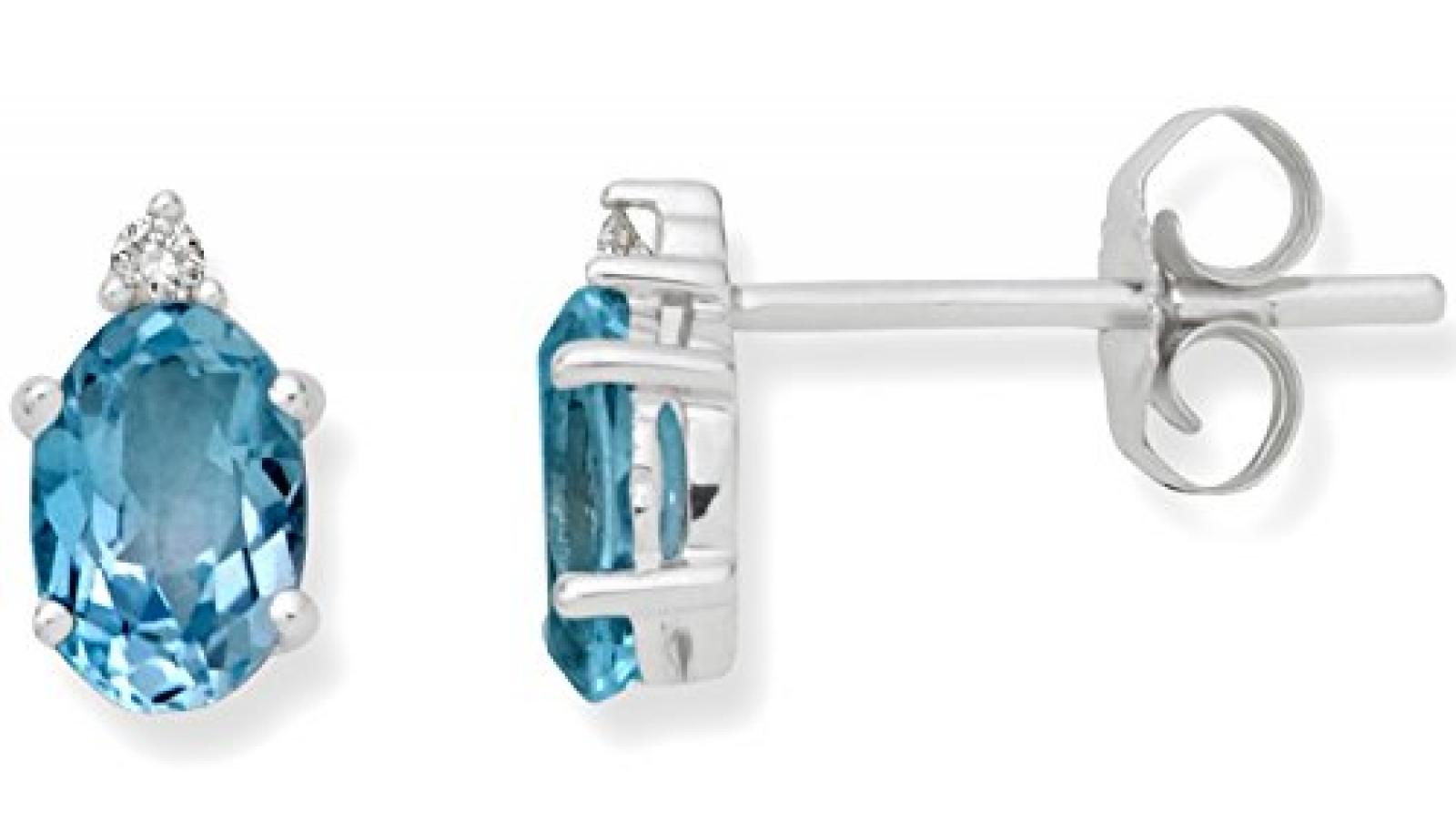 Miore Damen-Ohrstecker 375 Weissgold 2 Topase blau 2 Brillanten farblos 8 mm USP003E4W Miore Damen-Ohrstecker 375 Weissgold 2 Topase blau 2 Brillanten farblos 8 mm USP003E4W