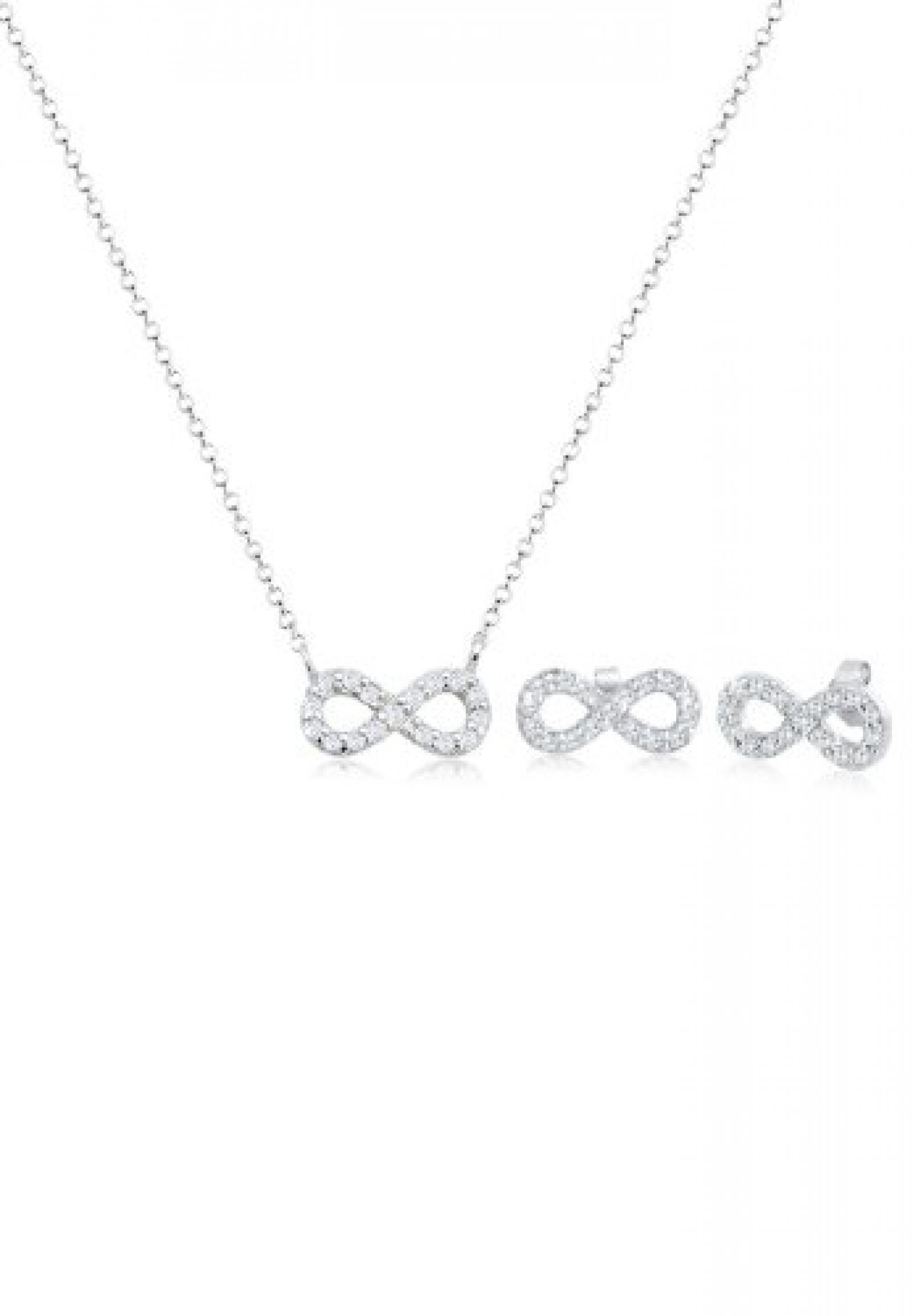 Elli Damen-Set: Halskette + Ohrringe 925 Sterling Silber Kristall Zirkonia 45cm wei&szlig; 0903162614_45 
