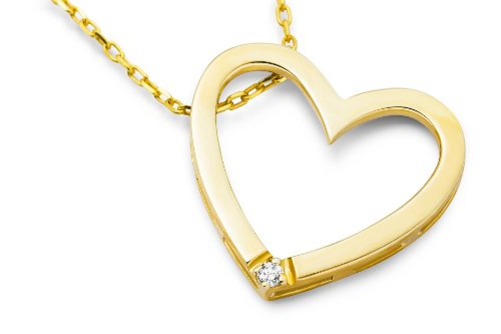 Miore Damen-Halskette Herz 375 Gelbgold 1 Brillant farblos 45 cm M0836CY9 Miore Damen-Halskette Herz 375 Gelbgold 1 Brillant farblos 45 cm M0836CY9
