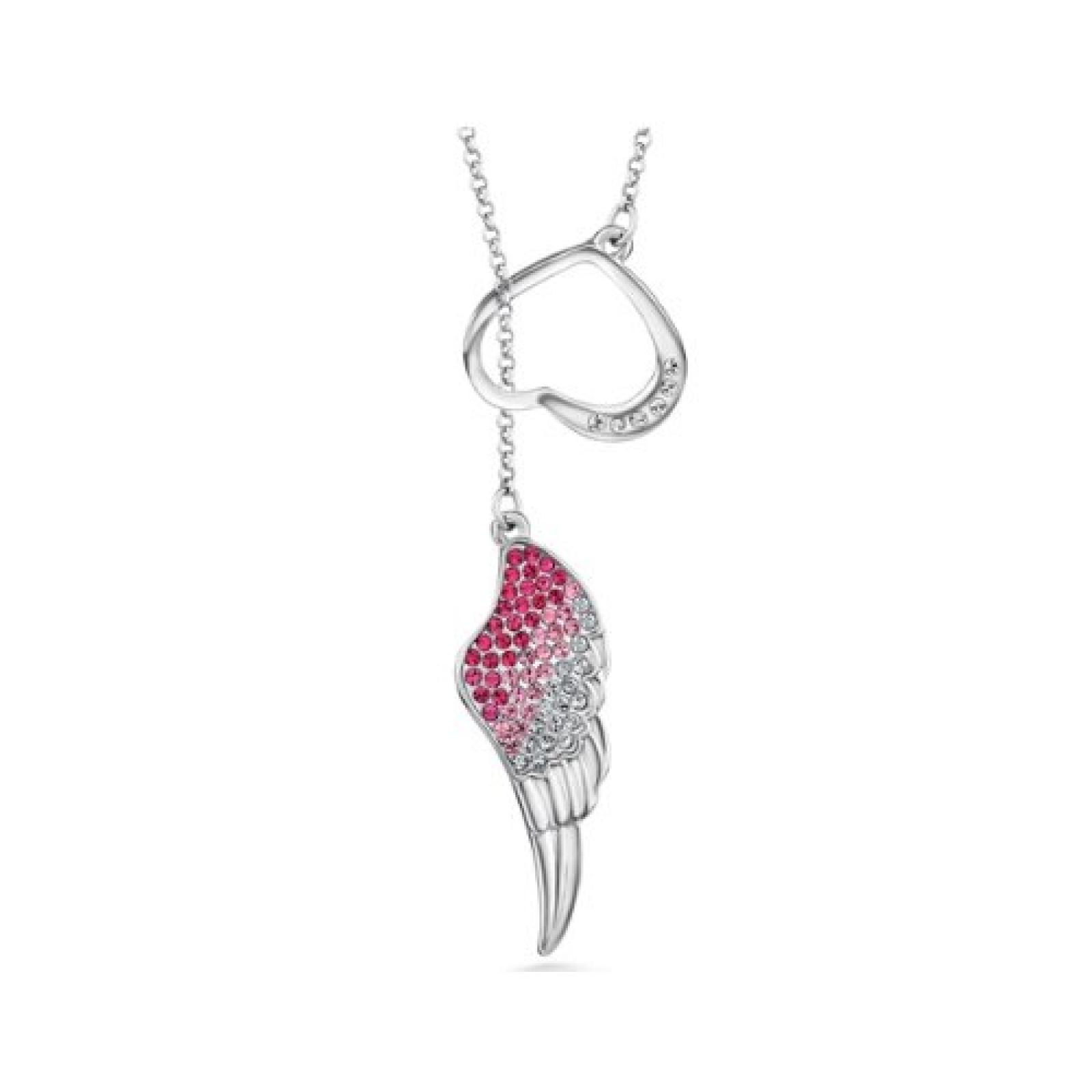 Weihnachtsgeschenk - Engelsflügelkette mit rosa Swarovski Kristall Elements, rhodiumplattiert - Blue Pearls - CRY F207 L Weihnachtsgeschenk - Engelsflügelkette mit rosa Swarovski Kristall Elements, rhodiumplattiert - Blue Pearls - CRY F207 L