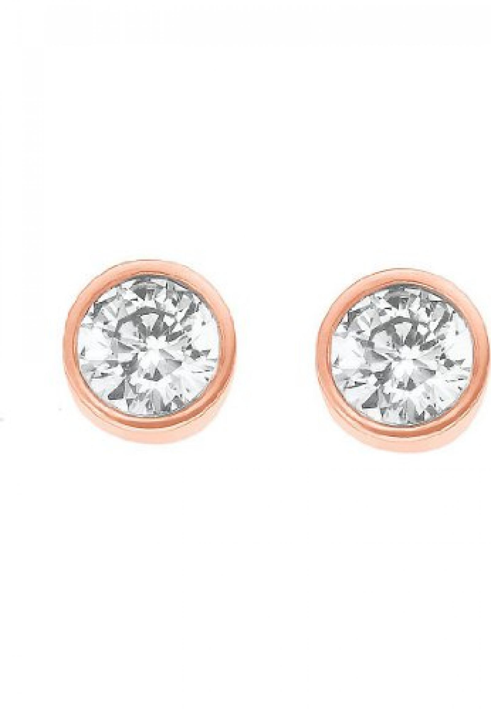 STEEL BY CHRIST Damen-Ohrstecker Edelstahl 2 Zirkonia One Size, ros&eacute;gold 