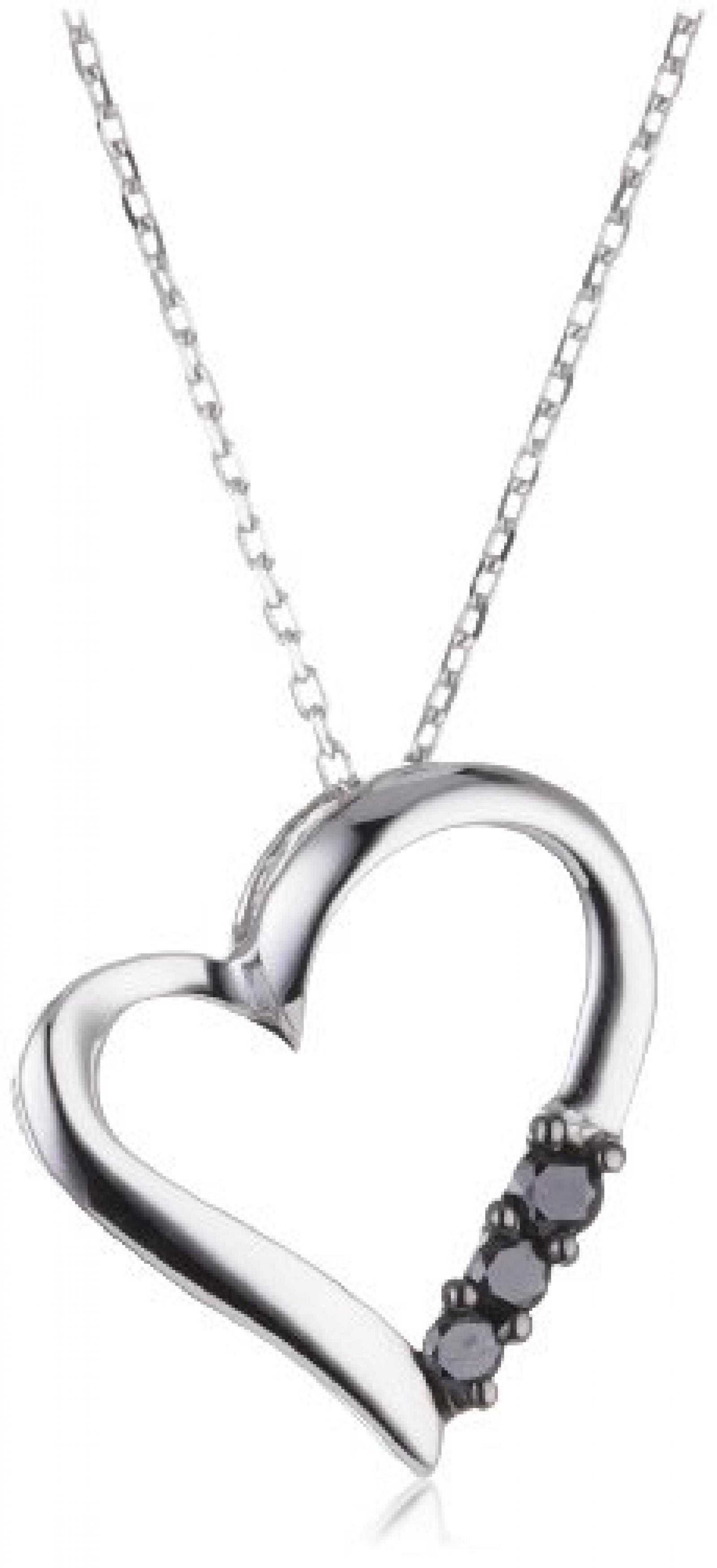 Bella Donna Anhänger mit Kette 375/000 Weissgold 43 cm 3 schwarze Brillanten beh. 0,10ct. 655850 Bella Donna Anhänger mit Kette 375/000 Weissgold 43 cm 3 schwarze Brillanten beh. 0,10ct. 655850