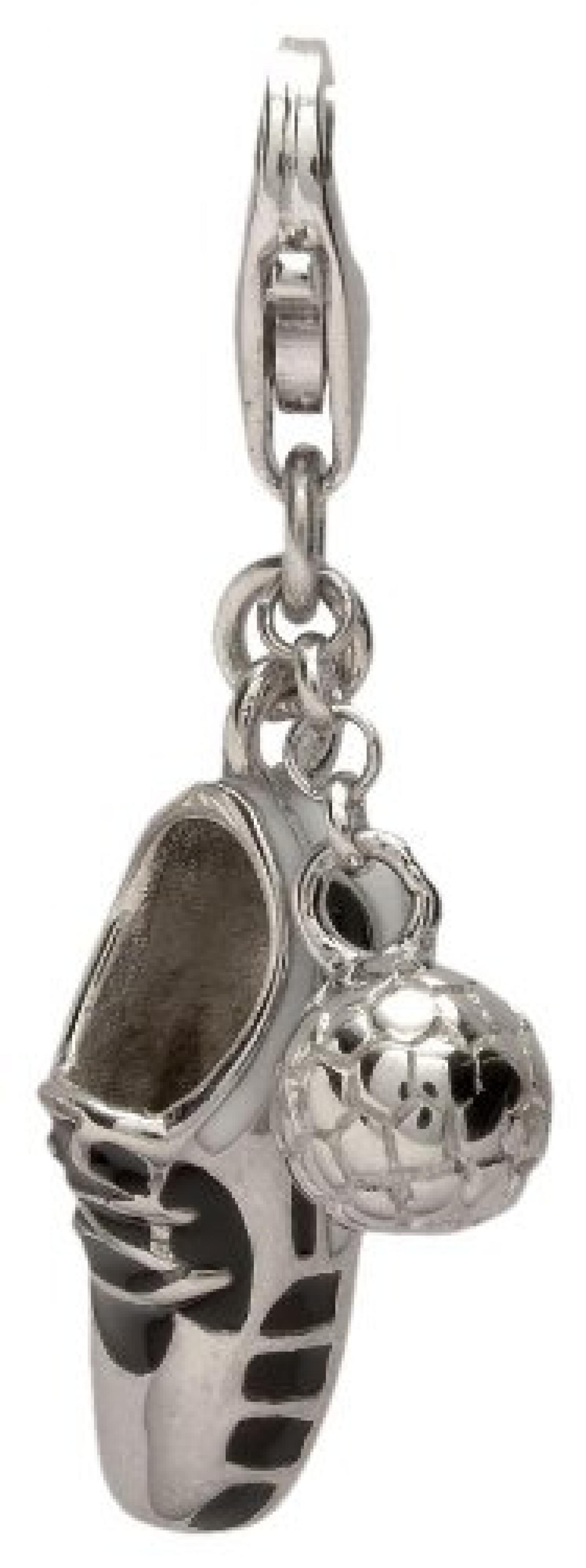 Rafaela Donata Charm Collection Damen-Charm Fußballschuh 925 Sterling Silber Emaille schwarz / weiß  60602105 