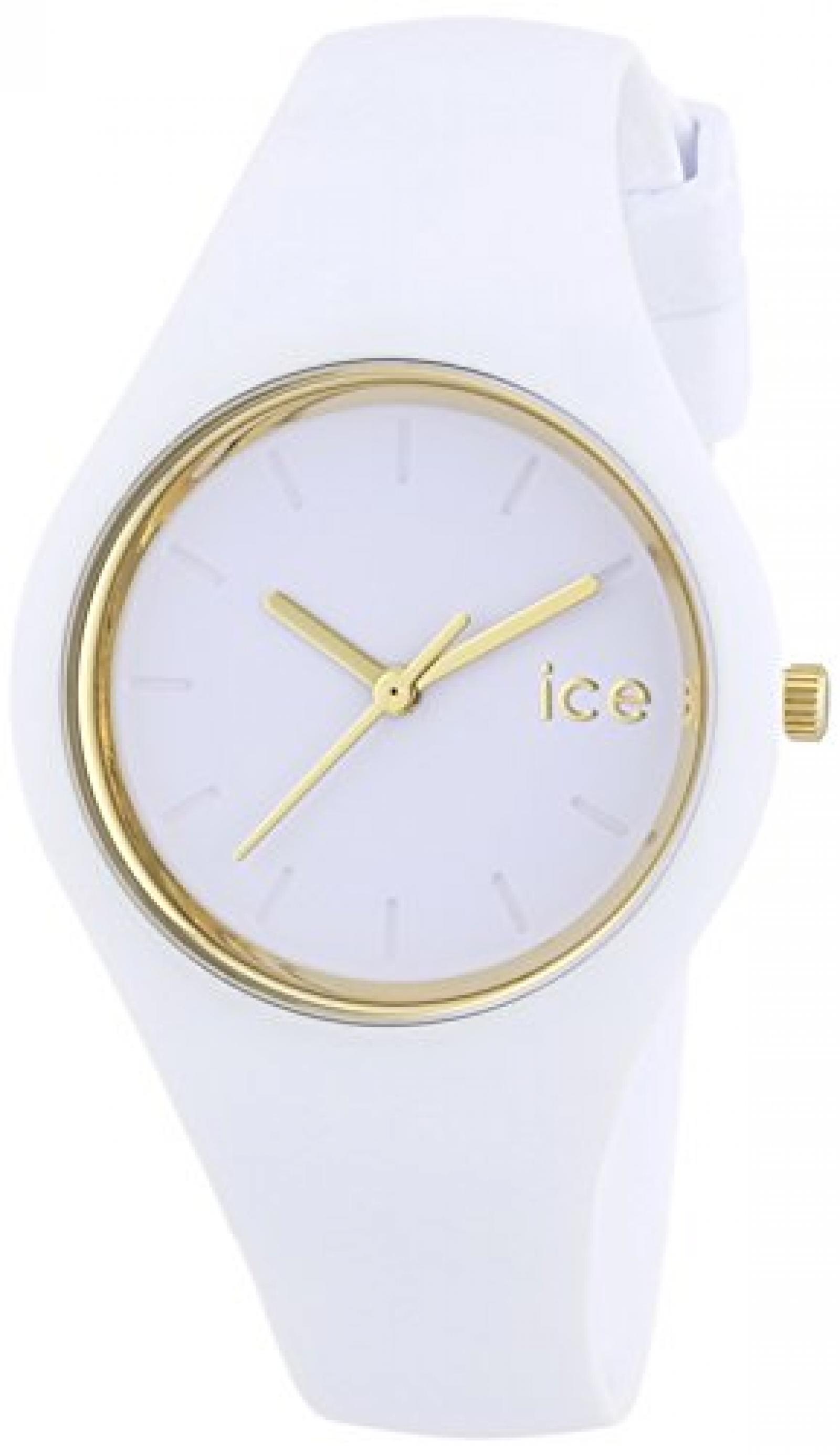 Ice-Watch Damen-Armbanduhr Glam Gold White Analog Quarz Silikon ICE.GL.WE.S.S.14 Ice-Watch Damen-Armbanduhr Glam Gold White Analog Quarz Silikon ICE.GL.WE.S.S.14