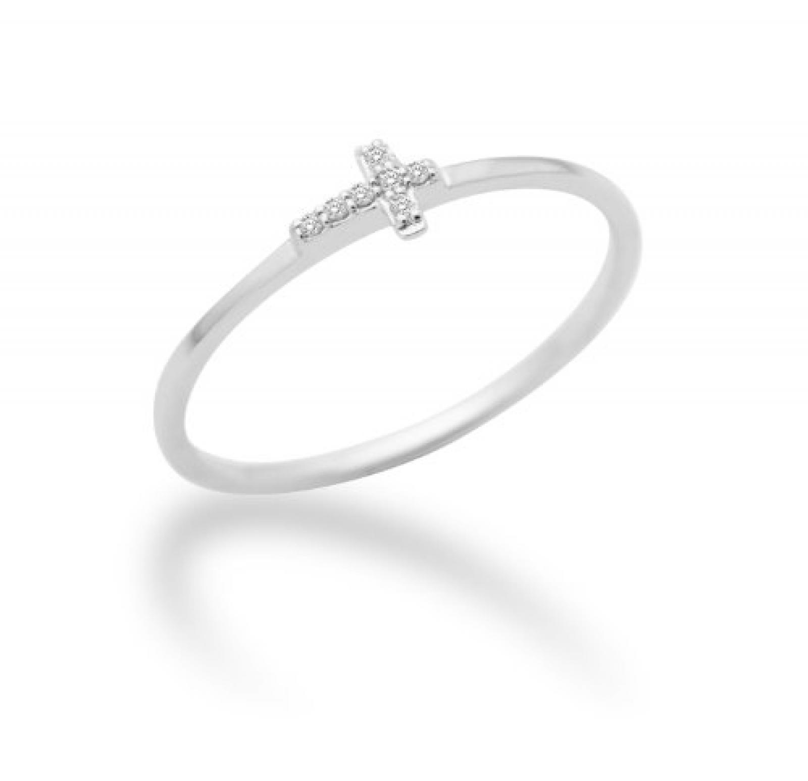 Miore Damen-Ring 18 Karat (750) weißgold Kreuz mit Brillanten 0.03ct MF8015RWM 