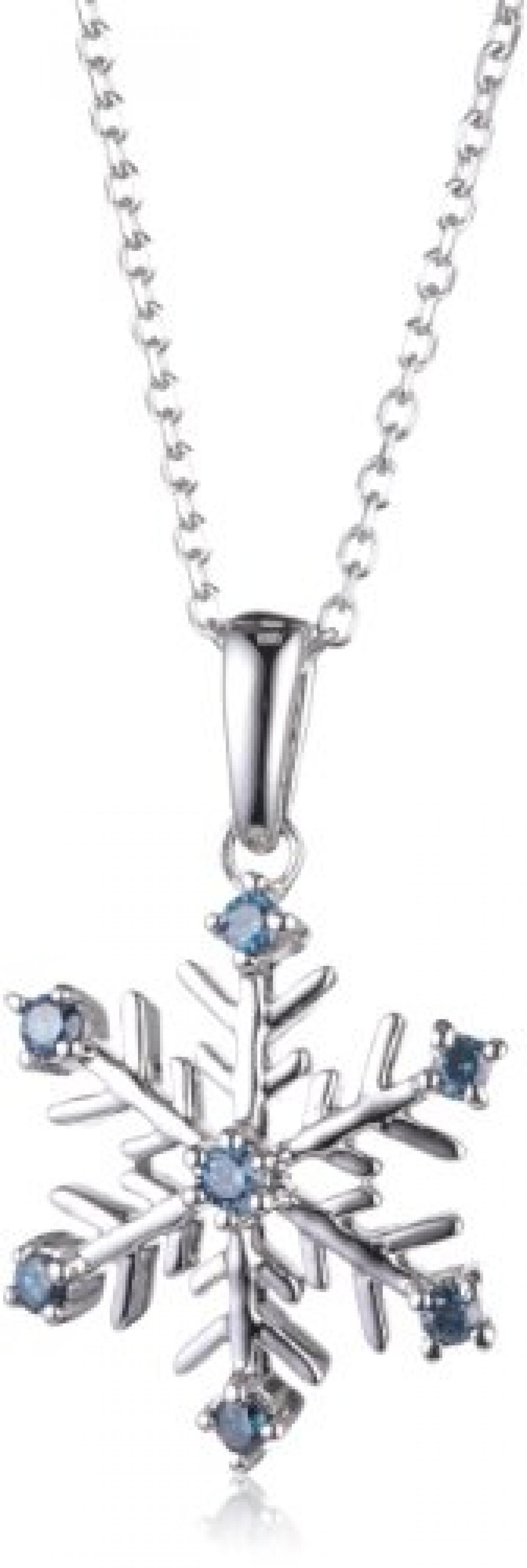 Bella Donna Anh&auml;nger mit Kette 375/000 Weissgold 43 cm 7 blaue Diamanten beh. zus. 0,10ct. 656819 