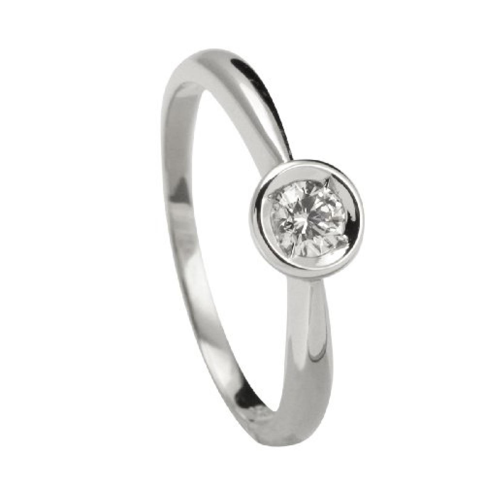 Bella Donna Damen Diamantring 585/000 Weiß-Gold 1 Brillant 0,17ct. Weiß Piqué Bella Donna Damen Diamantring 585/000 Weiß-Gold 1 Brillant 0,17ct. Weiß Piqué