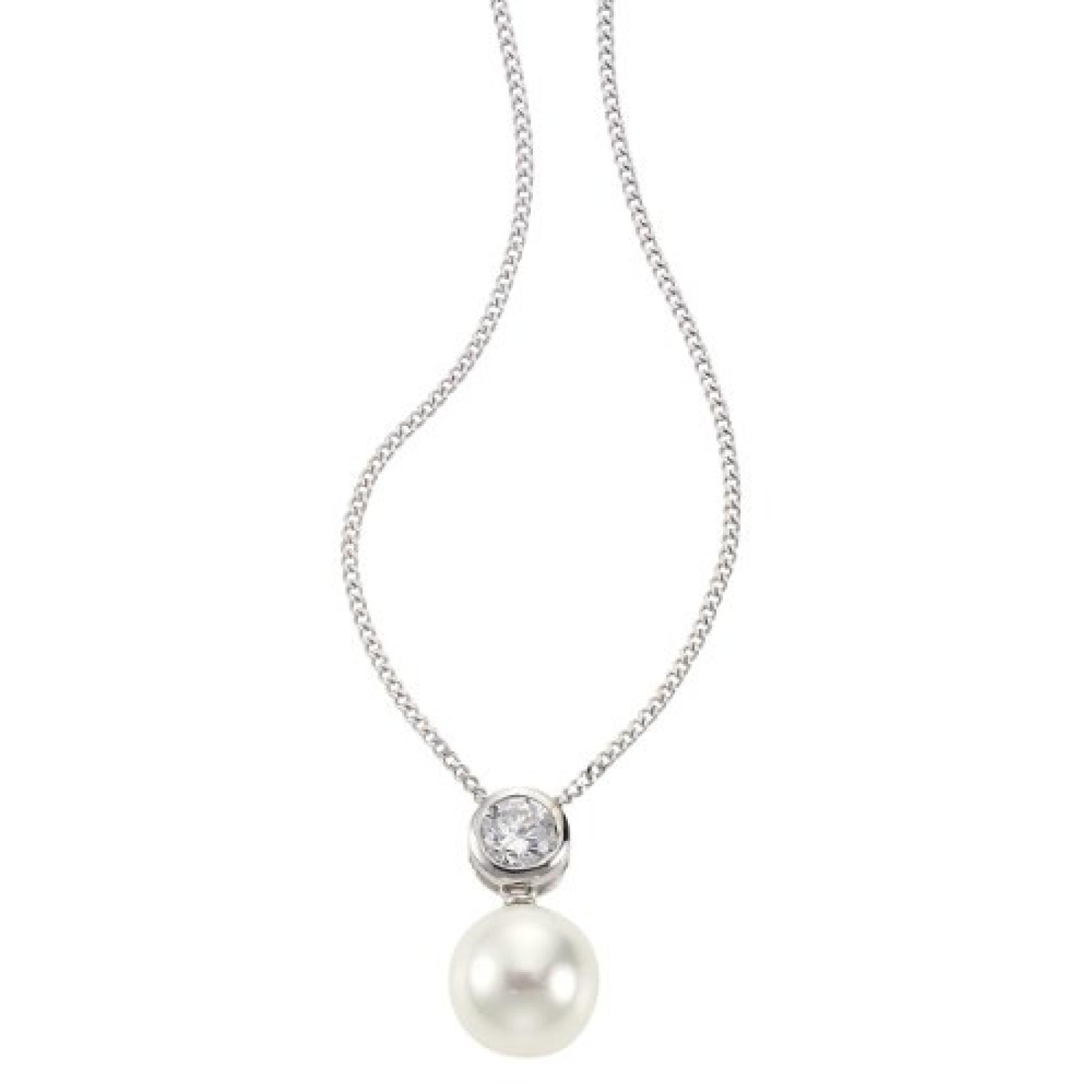 ZEEme Damen-Anh&auml;nger mit Kette mit Muschelkernperle wei&szlig;, L&auml;nge 45cm, 500244360R 