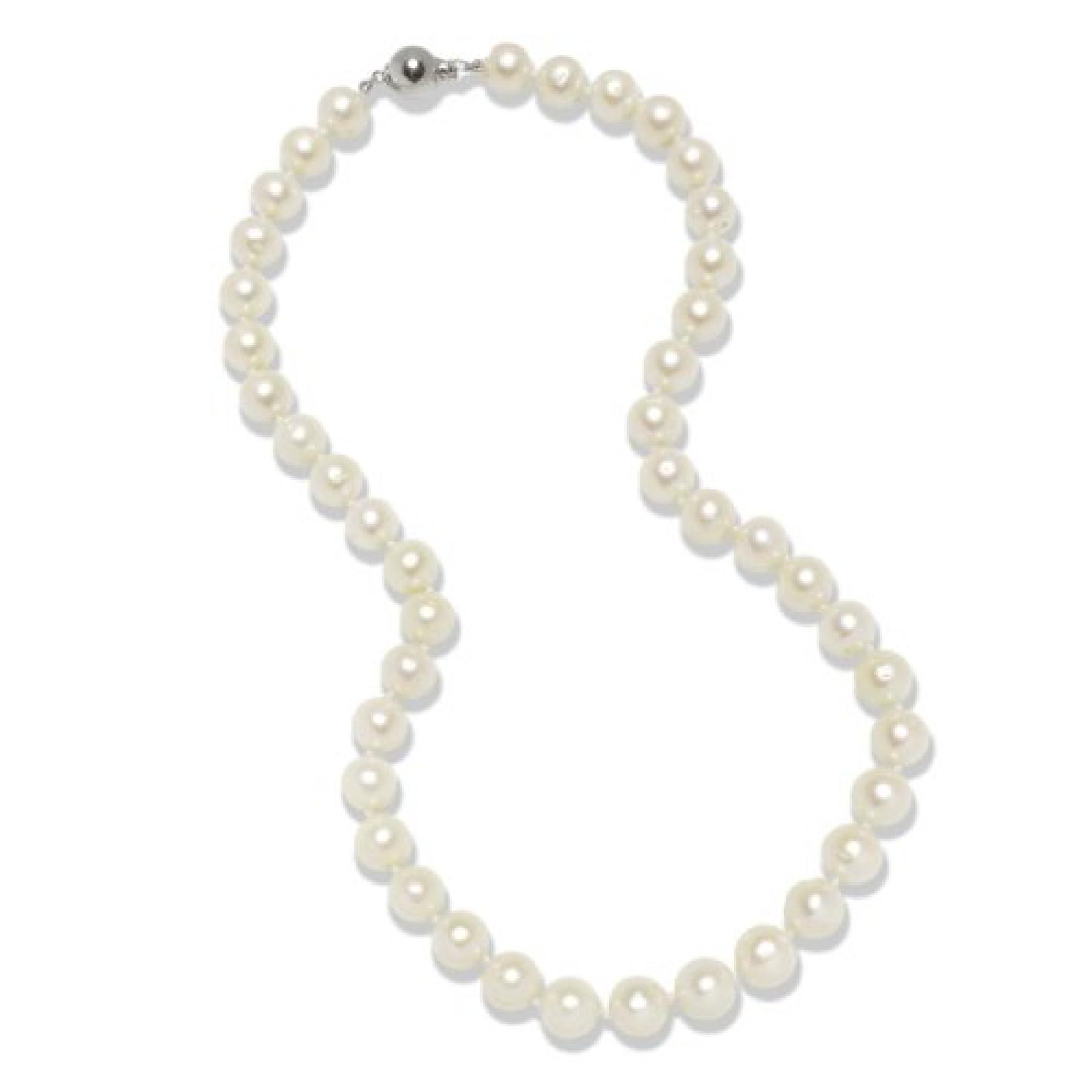 Valero Pearls Classic Collection Damen-Kette Hochwertige S&uuml;&szlig;wasser-Zuchtperlen in ca.  10 mm Rund wei&szlig; 925 Sterling Silber    45 cm + 5 cm Verl&auml;ngerung   60201643 
