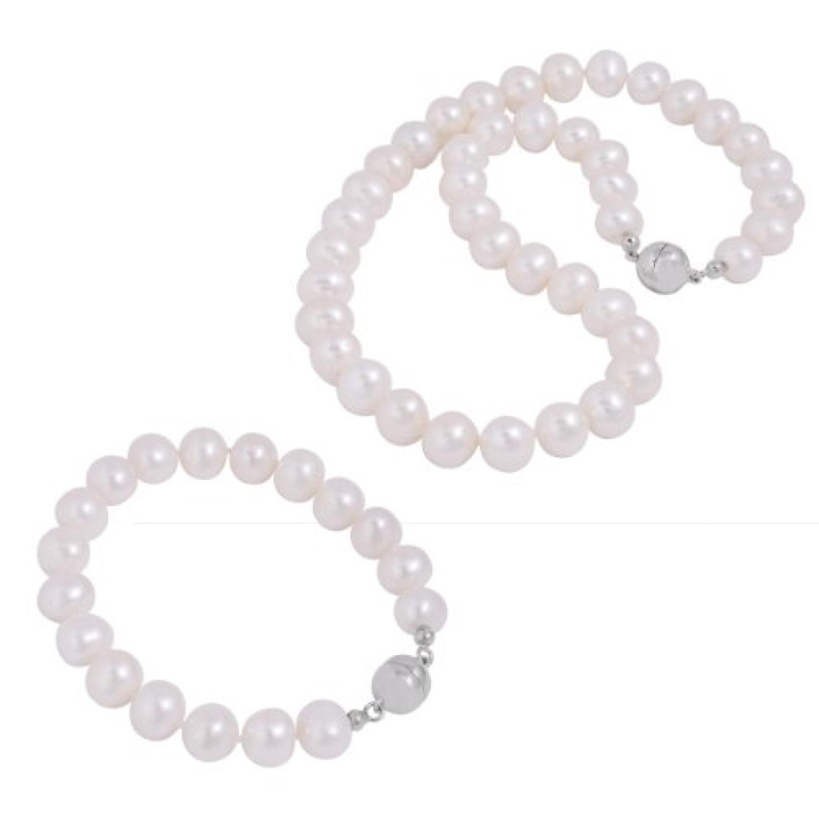 Bella Donna Damen-Schmuckset 925 Sterlingsilber S&uuml;sswasser-Zuchtperlen wei&szlig; 10 - 11 mm 655232 