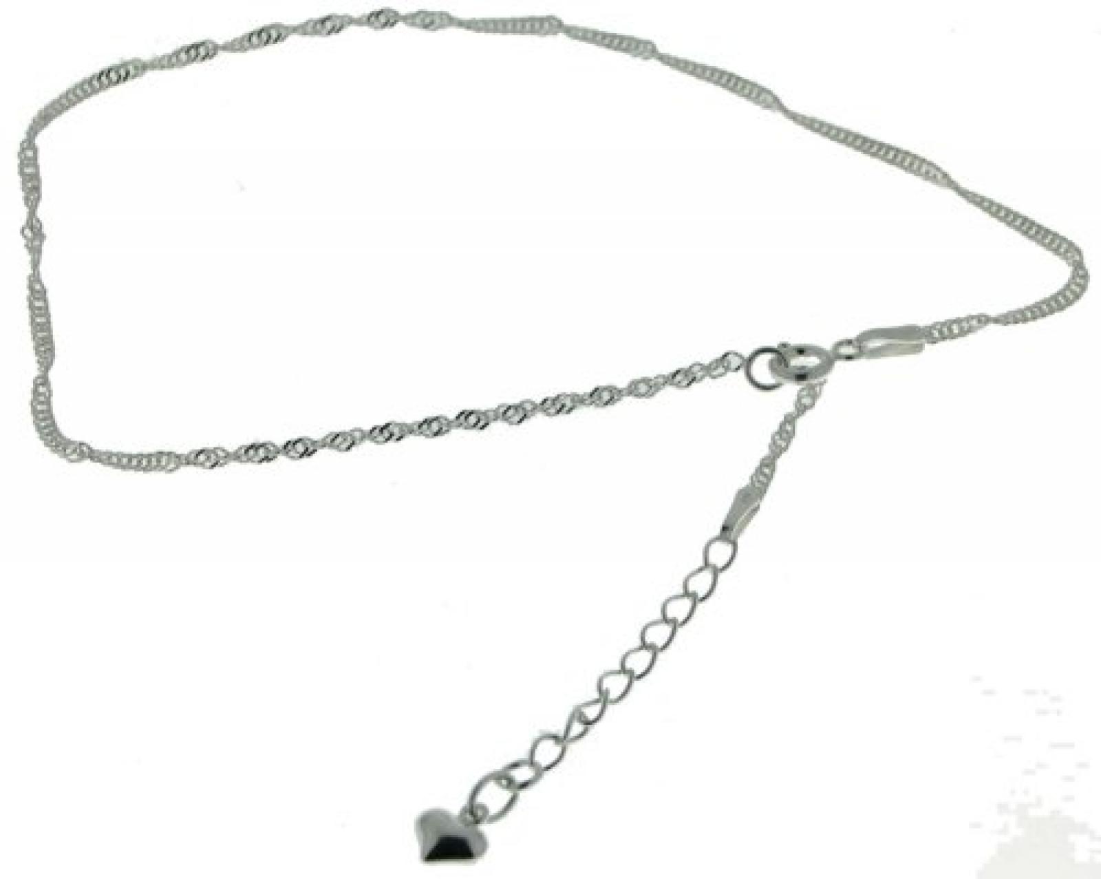 ZEEme Basic Silver - Damenfußkettchen 925/- Sterling Silber 26+3cm Herz 299200011 