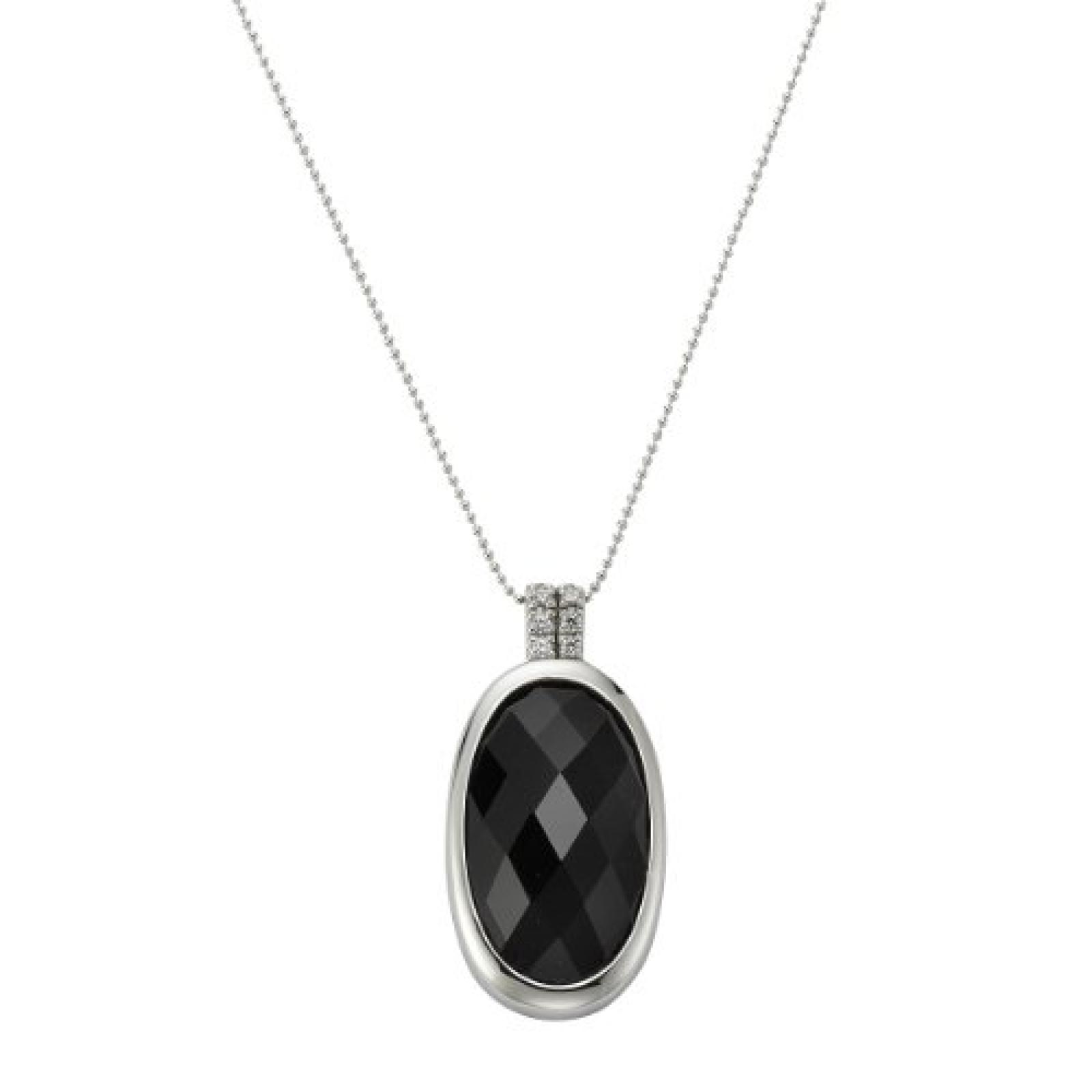 Celesta Damen-Anhänger mit Kette 45cm 925 Sterling Silber Kristall schwarz + Zirkonia weiß 500250613-1 