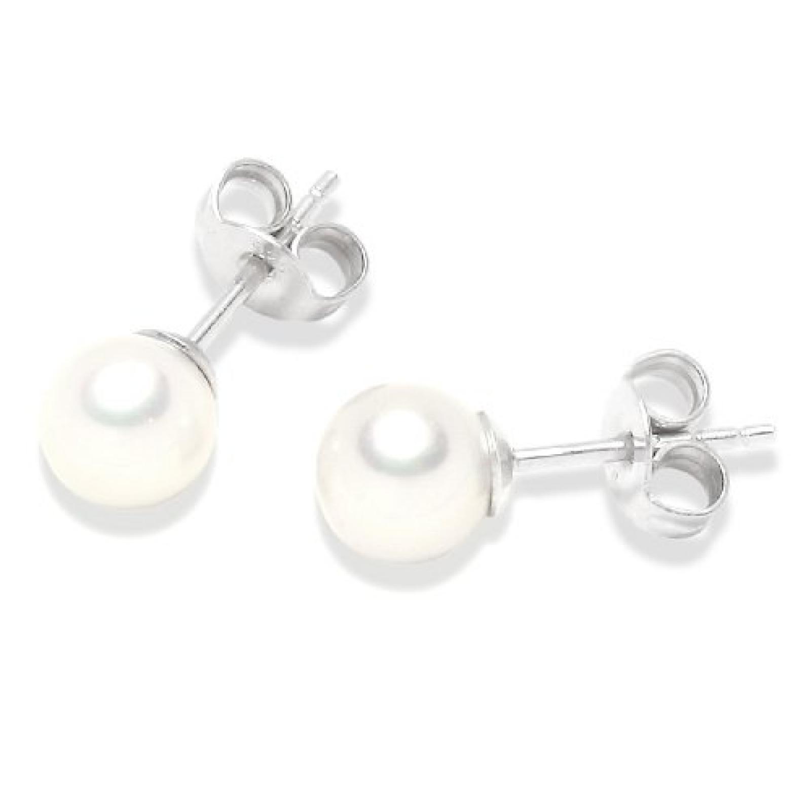 Valero Pearls Classic Collection Damen-Ohrstecker Hochwertige S&uuml;&szlig;wasser-Zuchtperlen in ca.  6 mm Rund wei&szlig; 925 Sterling Silber       186130 