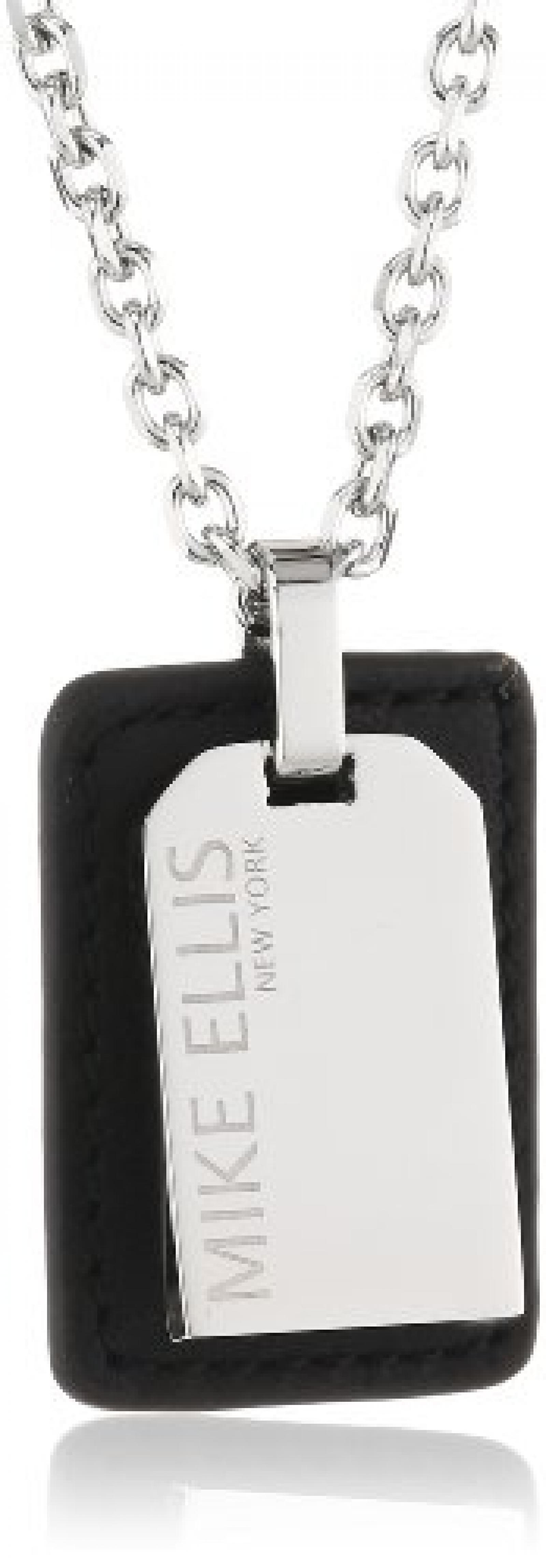 Mike Ellis New York Herren Halskette Edelstahl Leder 50.0 cm A220 IPS Mike Ellis New York Herren Halskette Edelstahl Leder 50.0 cm A220 IPS