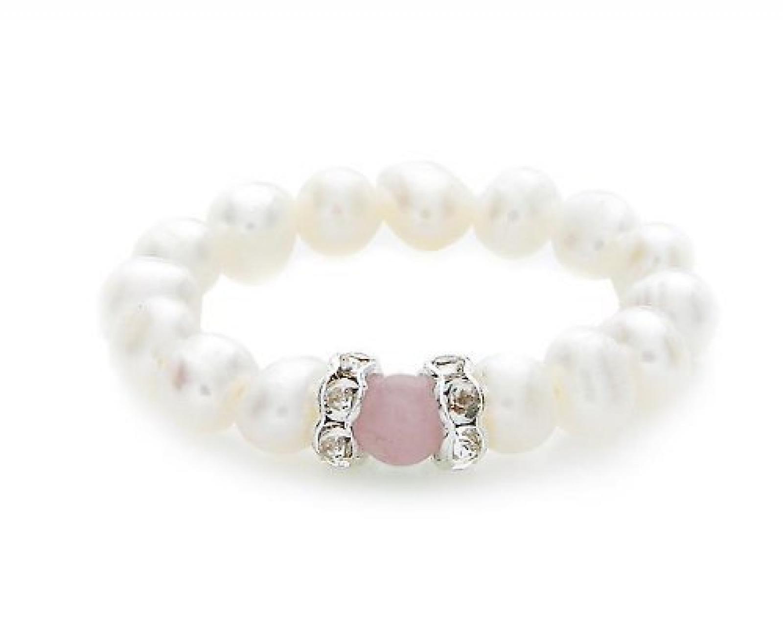 Silvity Pearls Silvity S&uuml;&szlig;wasserperlenring aus Echten S&uuml;&szlig;wasserperlen und echten Ros&eacute; farbigem Rosenquarz-Edelstein Farbe: Ros&eacute; 3 mm 803804-20 