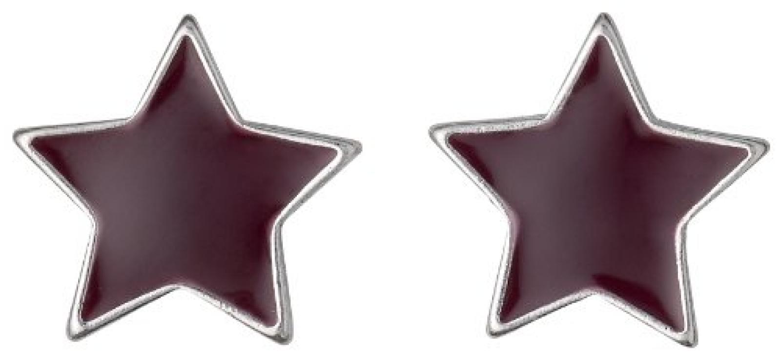 Pilgrim Jewelry Damen-Ohrstecker Messing Pilgrim Damen-Ohrstecker aus der Serie Enamel world versilbert,bordeaux 1.0 cm 251336313 