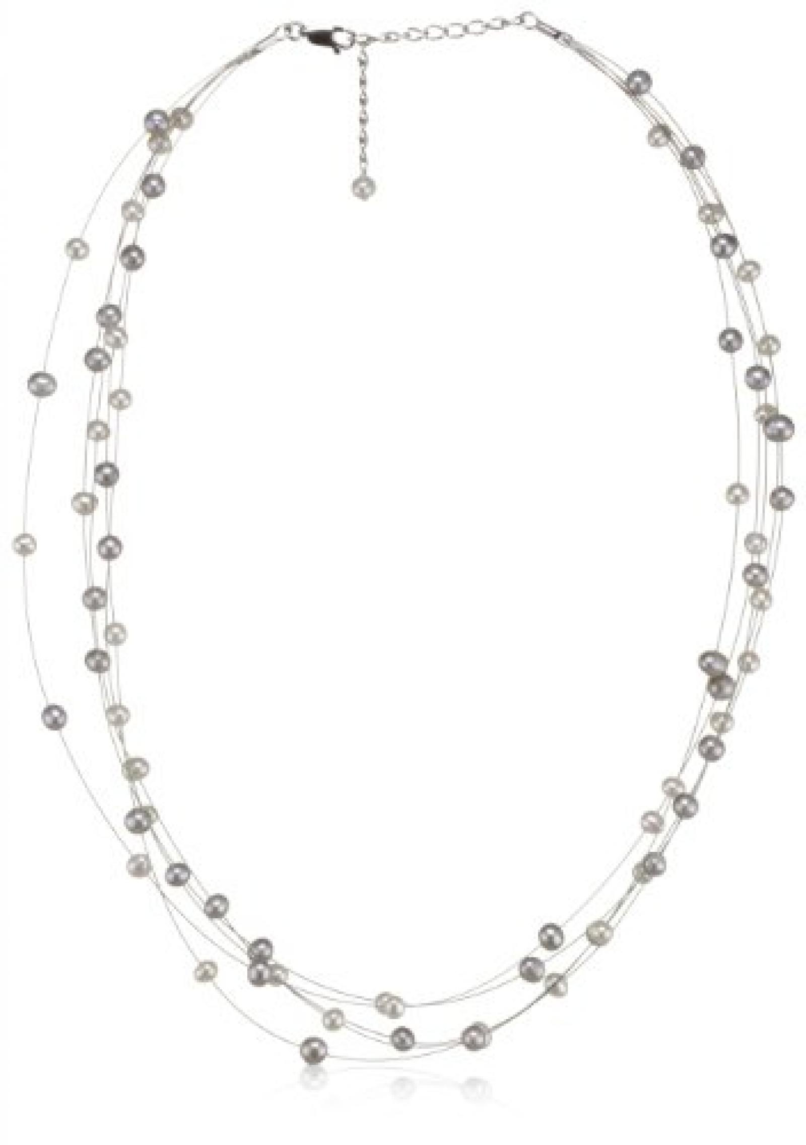 Valero Pearls Classic Collection Damen-Kette Hochwertige Süßwasser-Zuchtperlen in ca.  6 mm Oval weiß / silber 925 Sterling Silber    50 cm   400321 