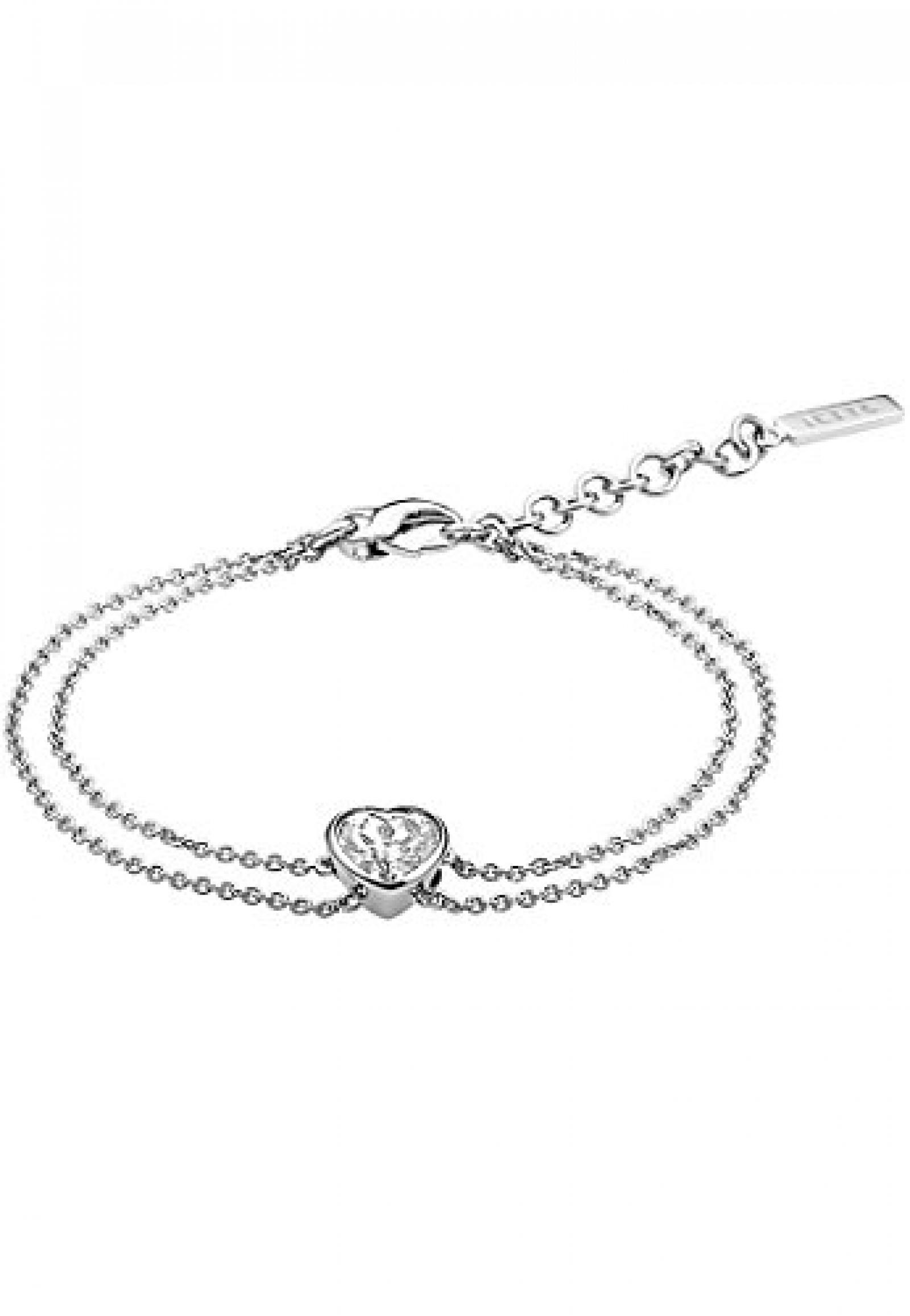 JETTE Silver Damen-Armband Heart 925er Silber rhodiniert 1 Zirkonia silber, One Size 