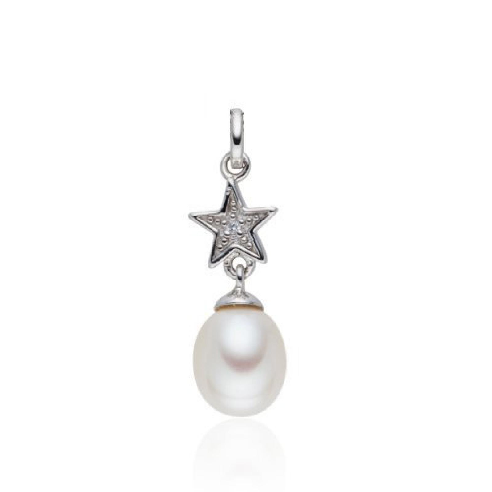 Valero Pearls Diamond Collection Damen-Anhänger (ohne Kette) Hochwertige Süßwasser-Zuchtperlen in ca.  8-9 mmOval weiß 925 Sterling Silber   Diamant    60840036 