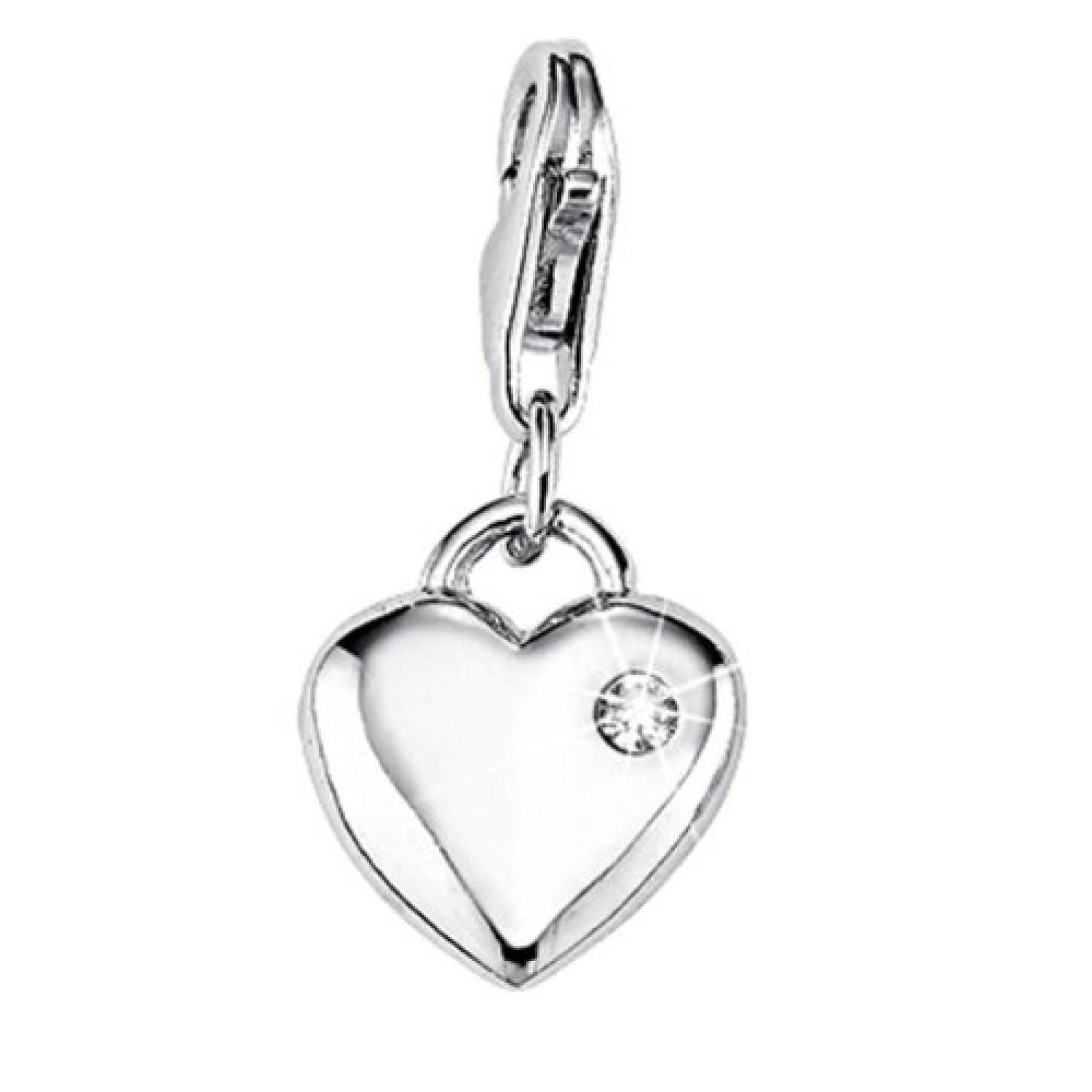 s.Oliver Damen-Charm 925 Sterling Silber Herz Zirkonia synth. L&auml;nge ca. 12 mm 385725 