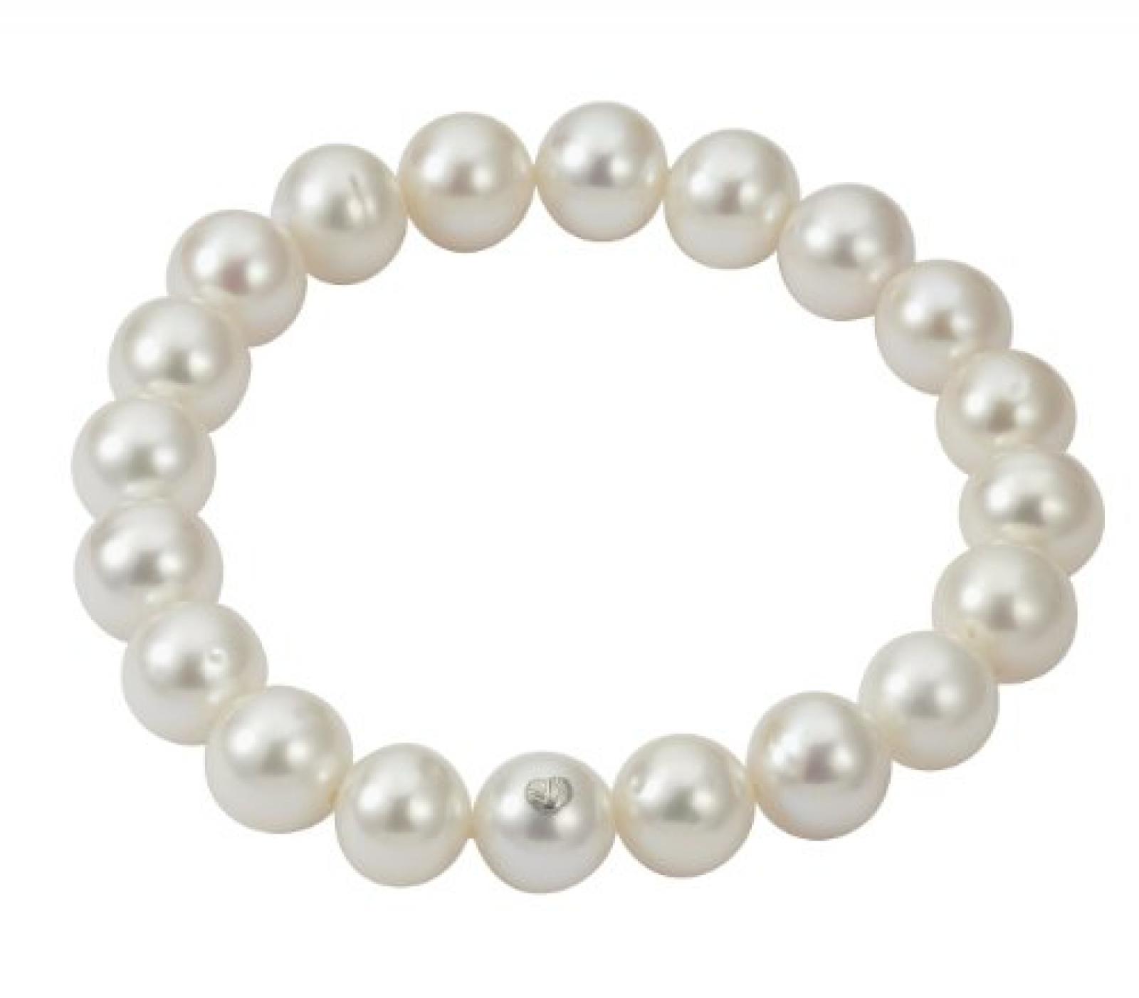 Adriana Damen-Armband S&uuml;&szlig;wasser Zuchtperlen elastisch 925 Sterling Silber SWZP wei&szlig; Premium PR5-10 