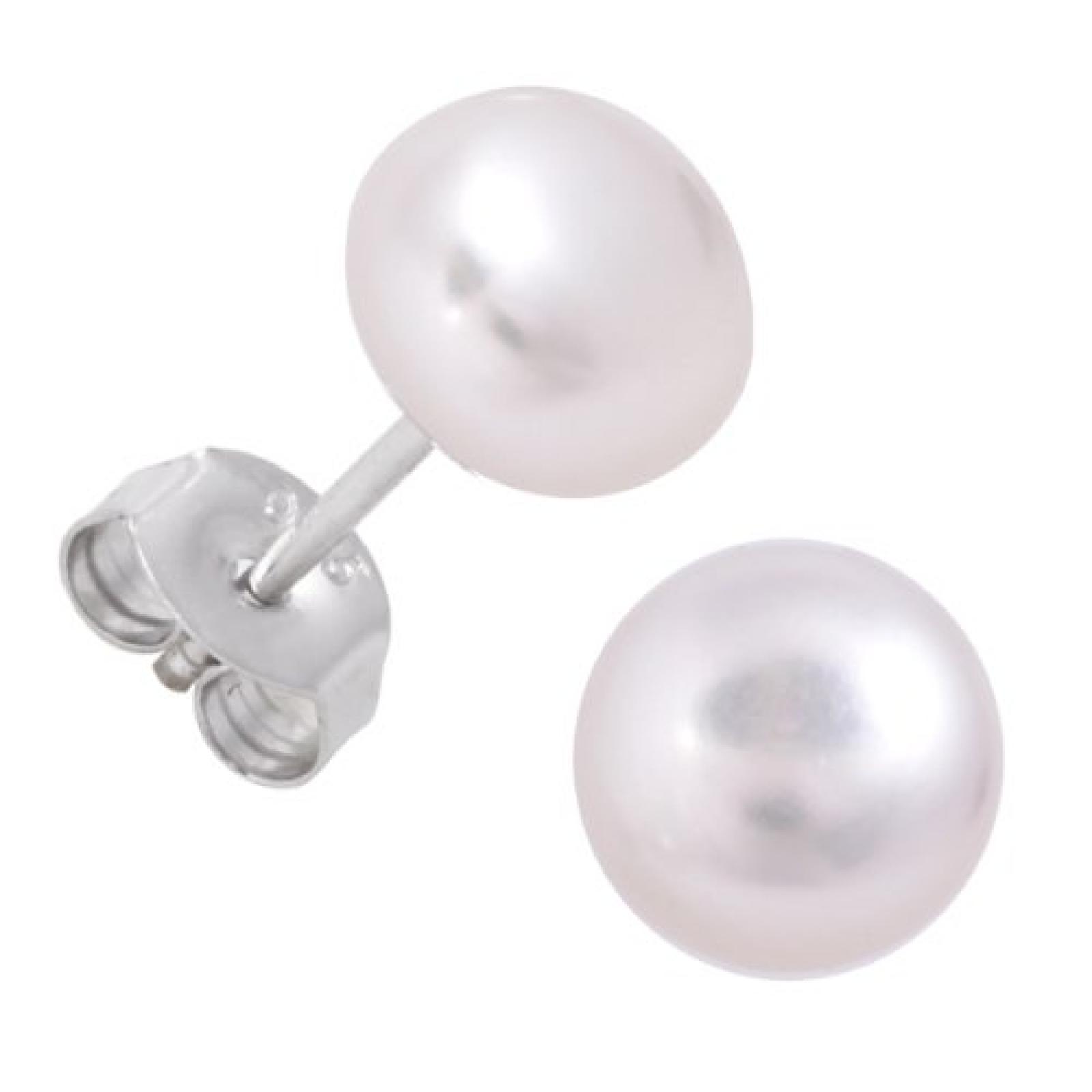 Bella Donna Damen Perlen-Ohrstecker  925/000 Silber 2 Süsswasser-Zuchtperlen 8,0 - 8,5 mm Button 655270 