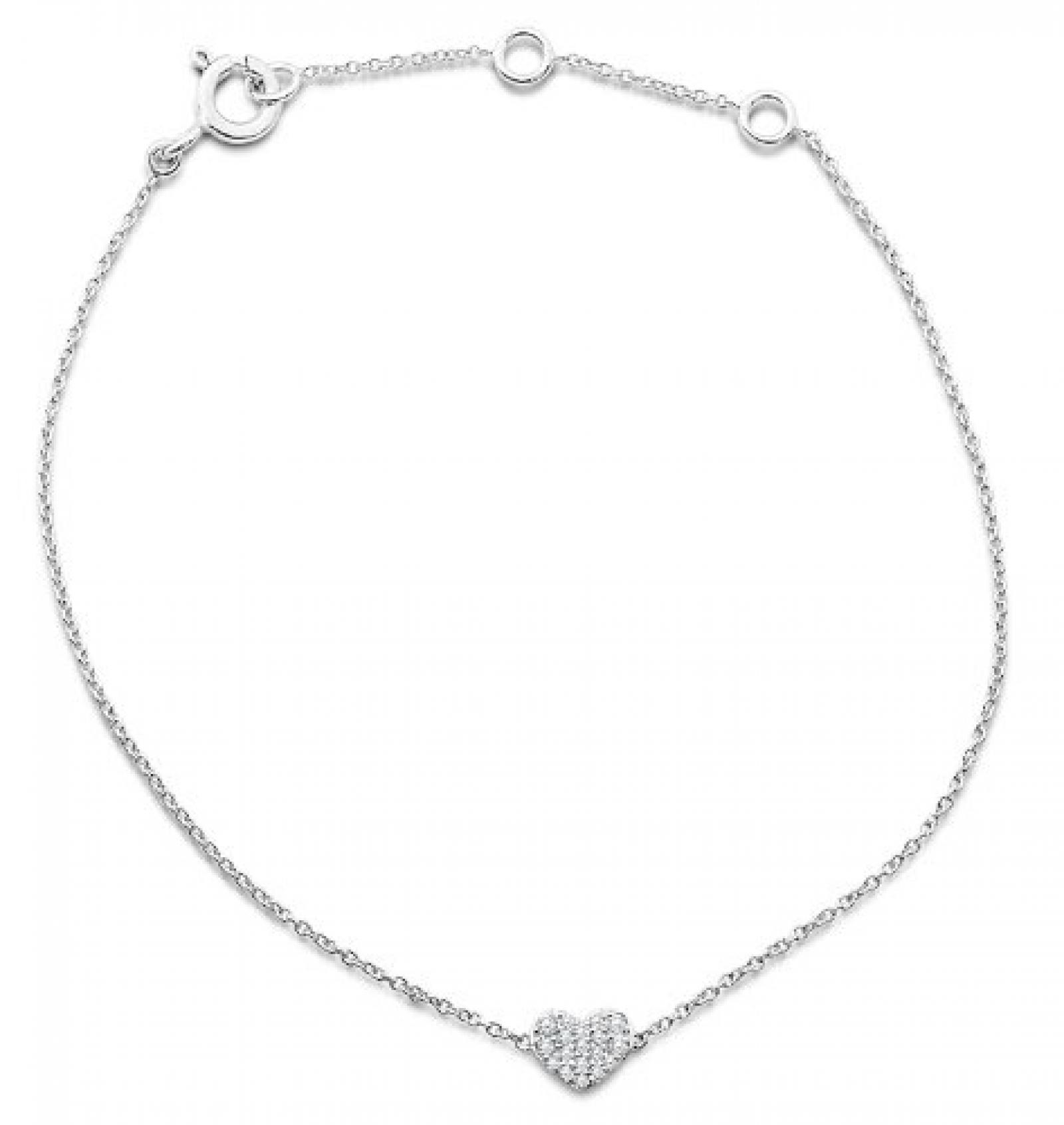 Miore Damen-Armband Herz mit Brillanten 19cm incl. 3cm Verlängerung 9 Karat 375 Weißgold MY008B Miore Damen-Armband Herz mit Brillanten 19cm incl. 3cm Verlängerung 9 Karat 375 Weißgold MY008B