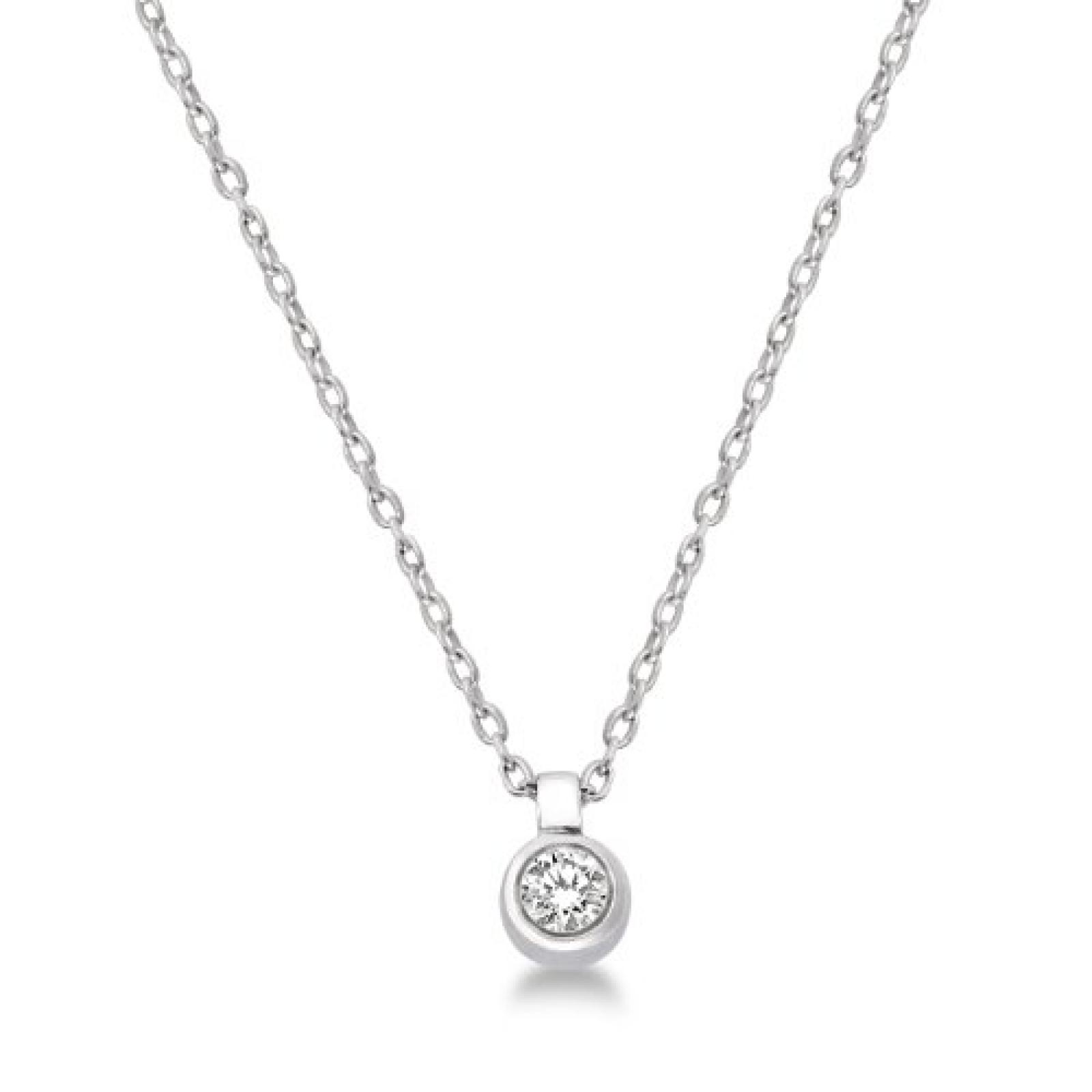Miore Damen-Halskette 9 Karat -375 Weigold Anhänger mit Brillant 0.05Ct 45cm M9020P 