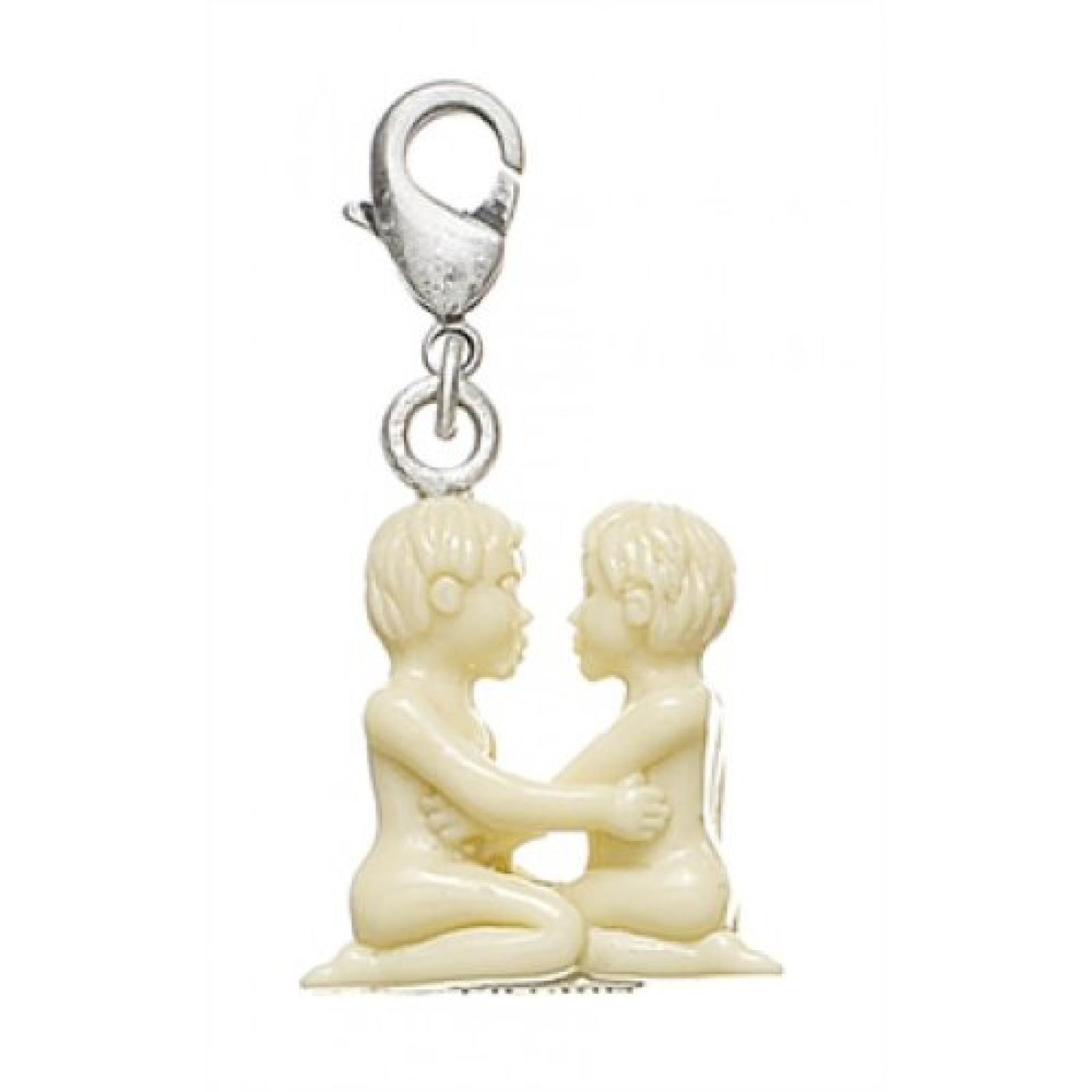 Pilgrim Charm Anh&auml;nger Liebespaar wei&szlig;-vergoldet 444021 