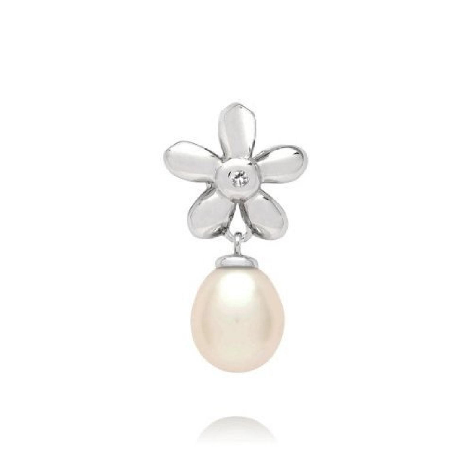 Valero Pearls Diamond Collection Damen-Anh&auml;nger (ohne Kette) Hochwertige S&uuml;&szlig;wasser-Zuchtperlen in ca.  8 mm Tropfenform wei&szlig; 925 Sterling Silber   Diamant    60020004 