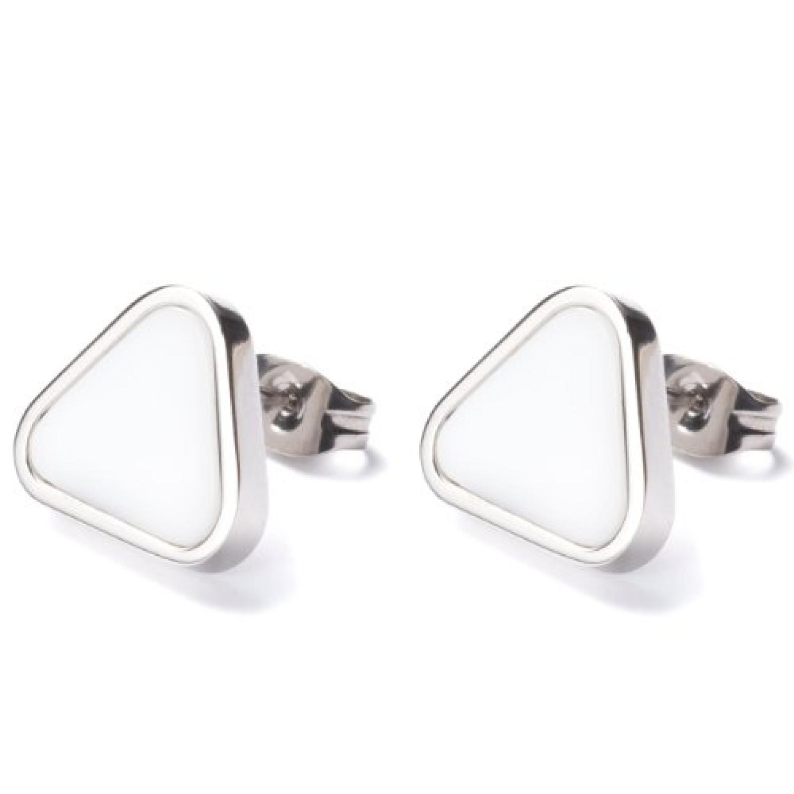 Monomania Damen-Ohrstecker Edelstahl Achat wei&szlig; 12 mm 31490 