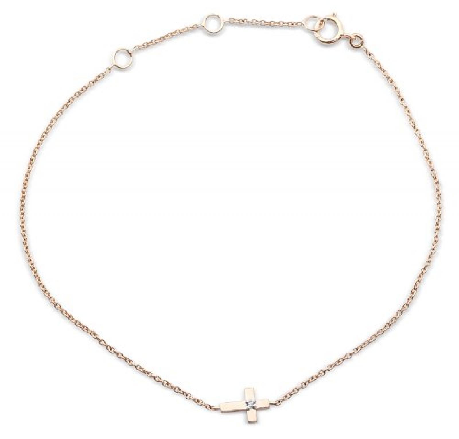 Miore Damen-Armband Kreuz mit Brillant 19cm incl. 3cm Verlängerung 9 Karat 375 Rotgold MY011B 