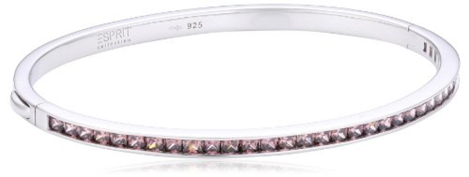 Esprit Collection Damen-Armreif 925 Sterling Silber rhodiniert Glas Zirkonia perseus angular berry pink ELBA91038E600 