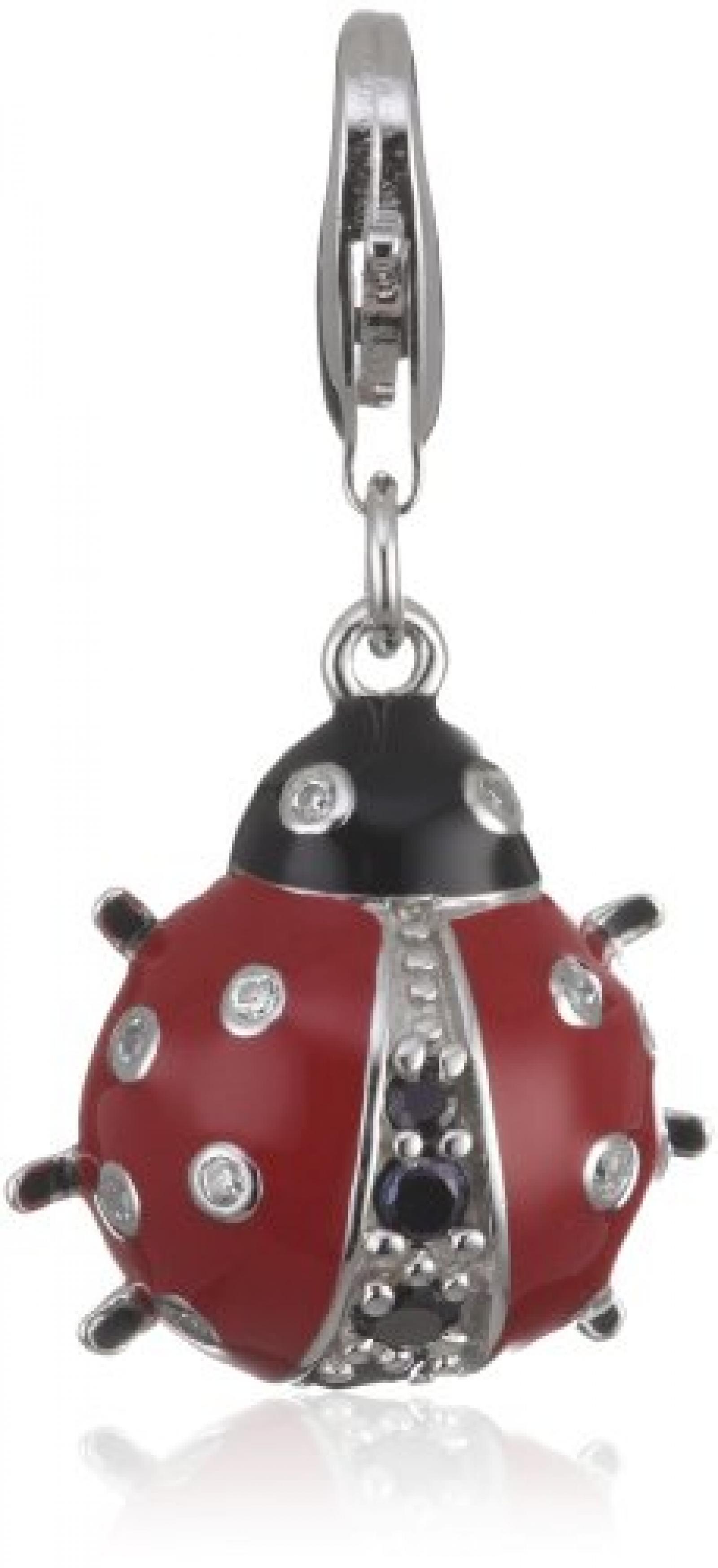 Rafaela Donata Charm Collection Damen-Charm Marienk&auml;fer 925 Sterling Silber Zirkonia wei&szlig; Emaille schwarz / rot  60600140 