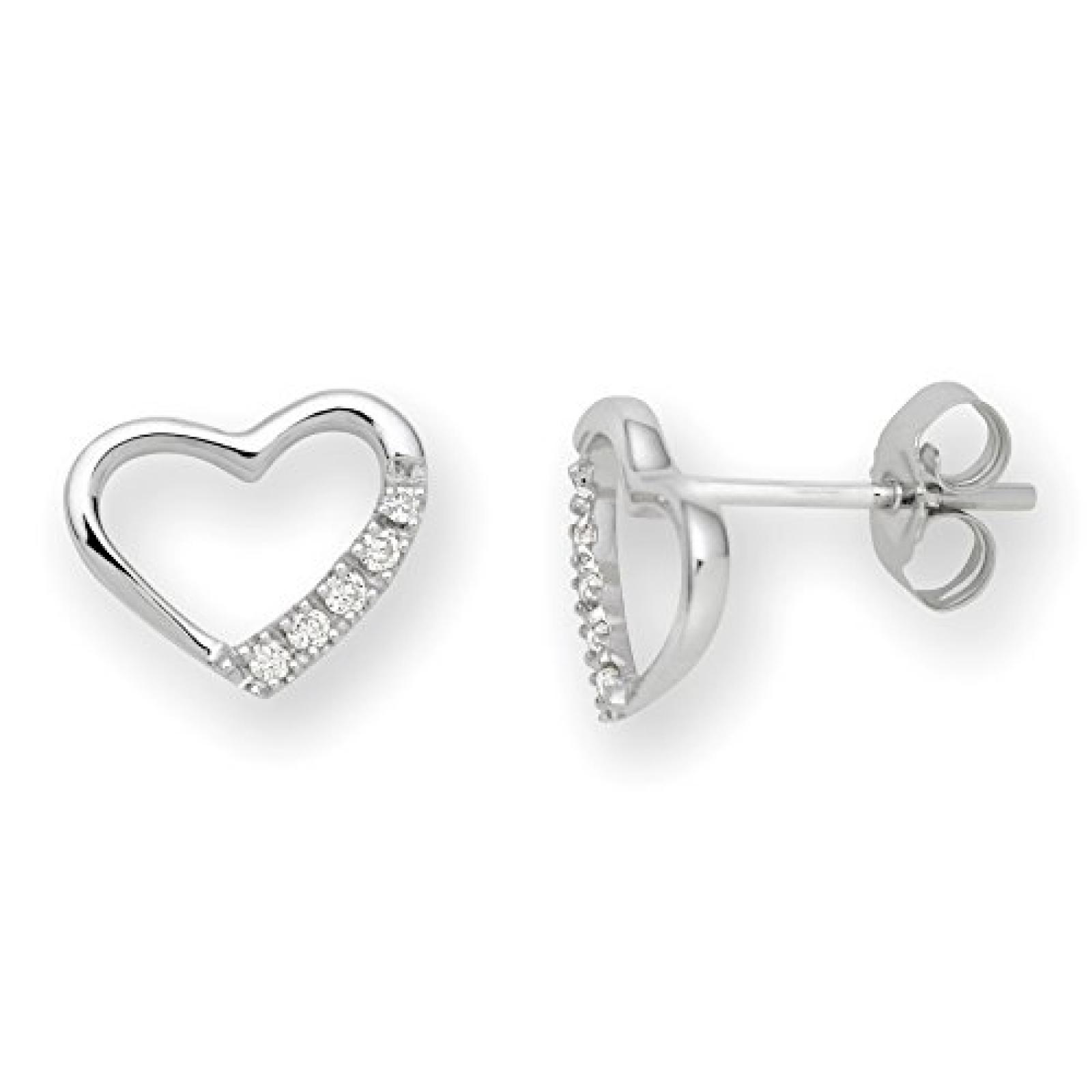 Miore Damen-Ohrstecker 925 Sterling Silber Herz Brillanten 0.07ct MSL003E Miore Damen-Ohrstecker 925 Sterling Silber Herz Brillanten 0.07ct MSL003E